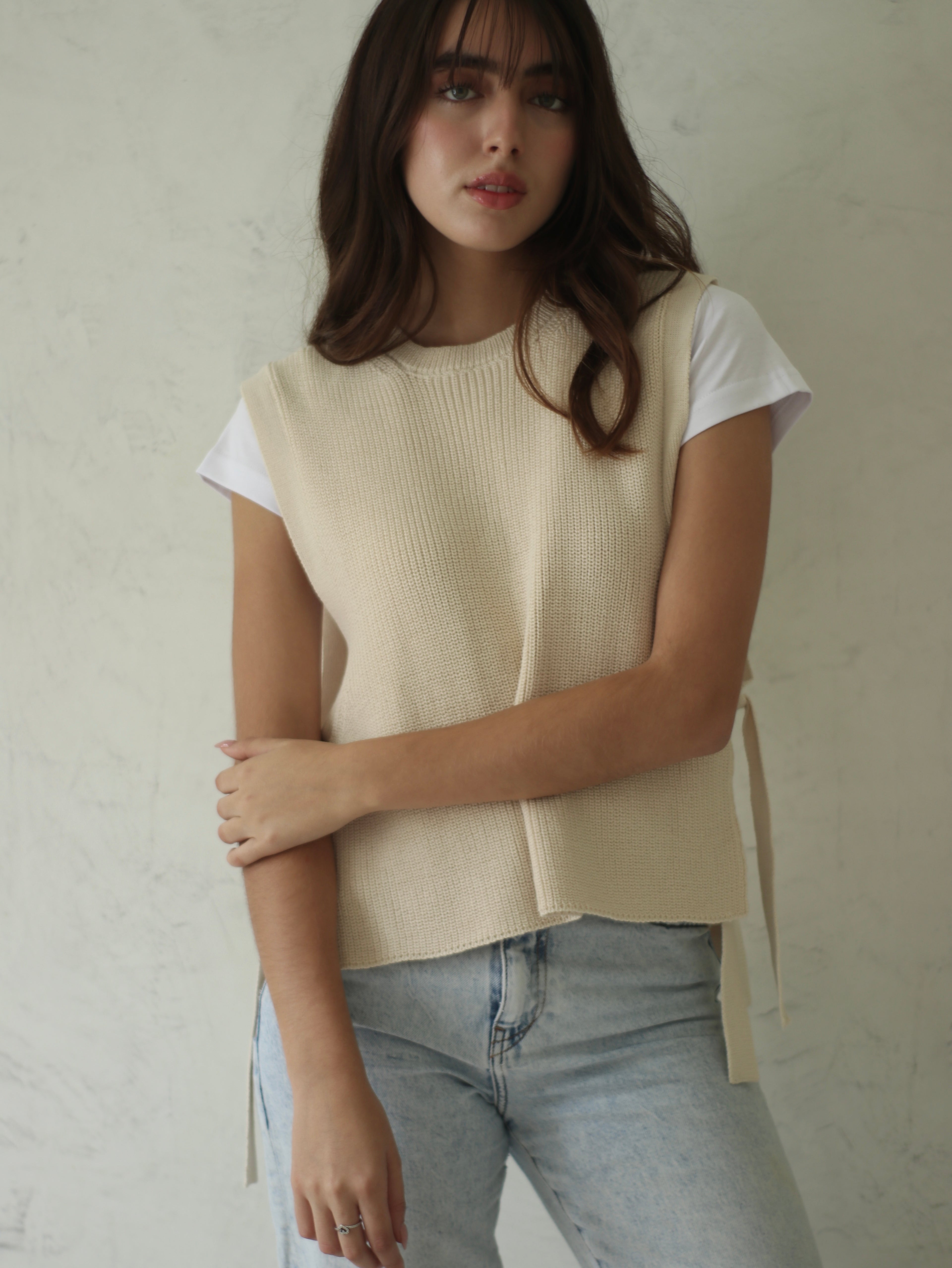 Chaleco Tejido Minimal Beige