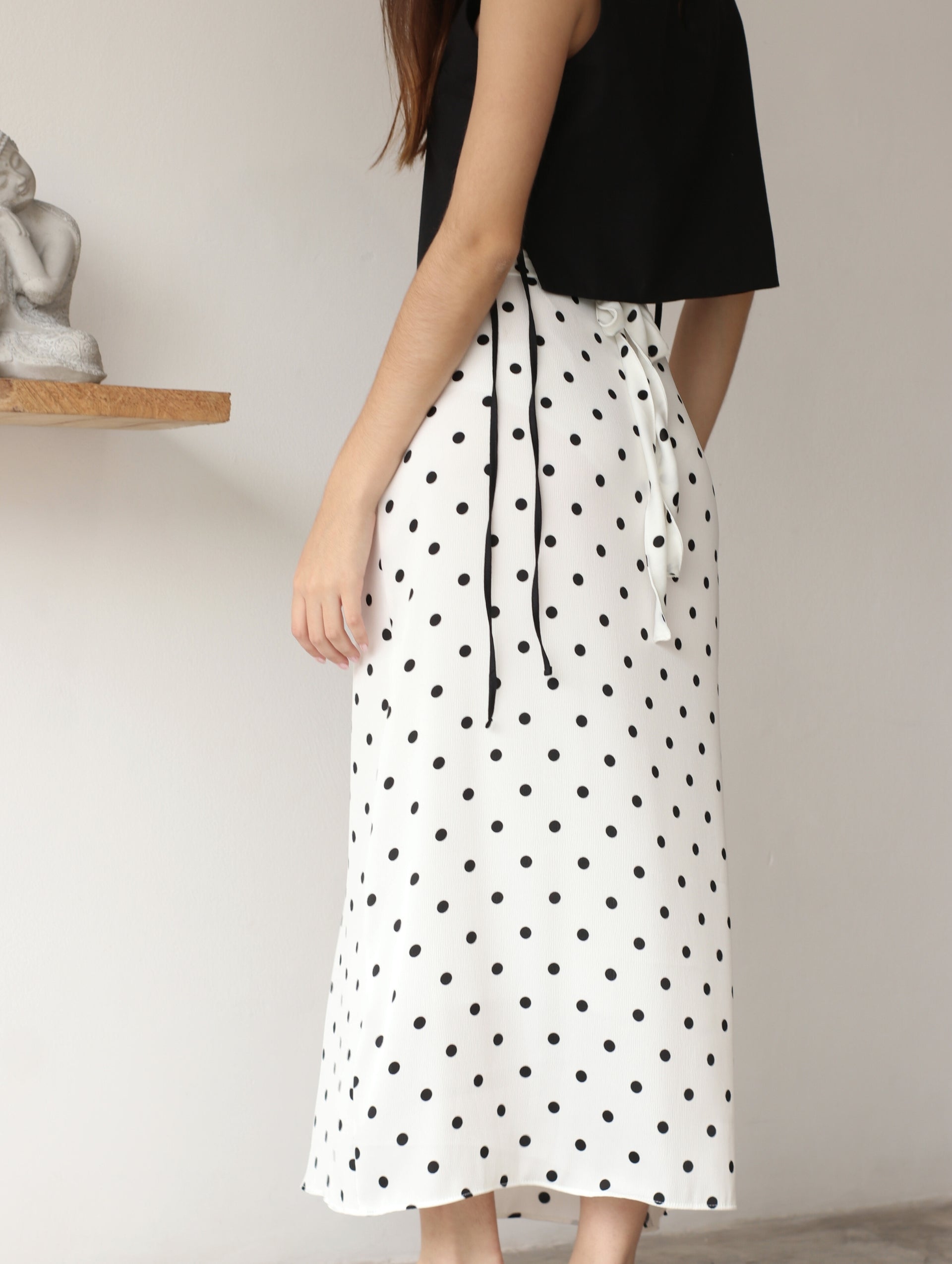 Falda Wrap Midi Lunares Perla