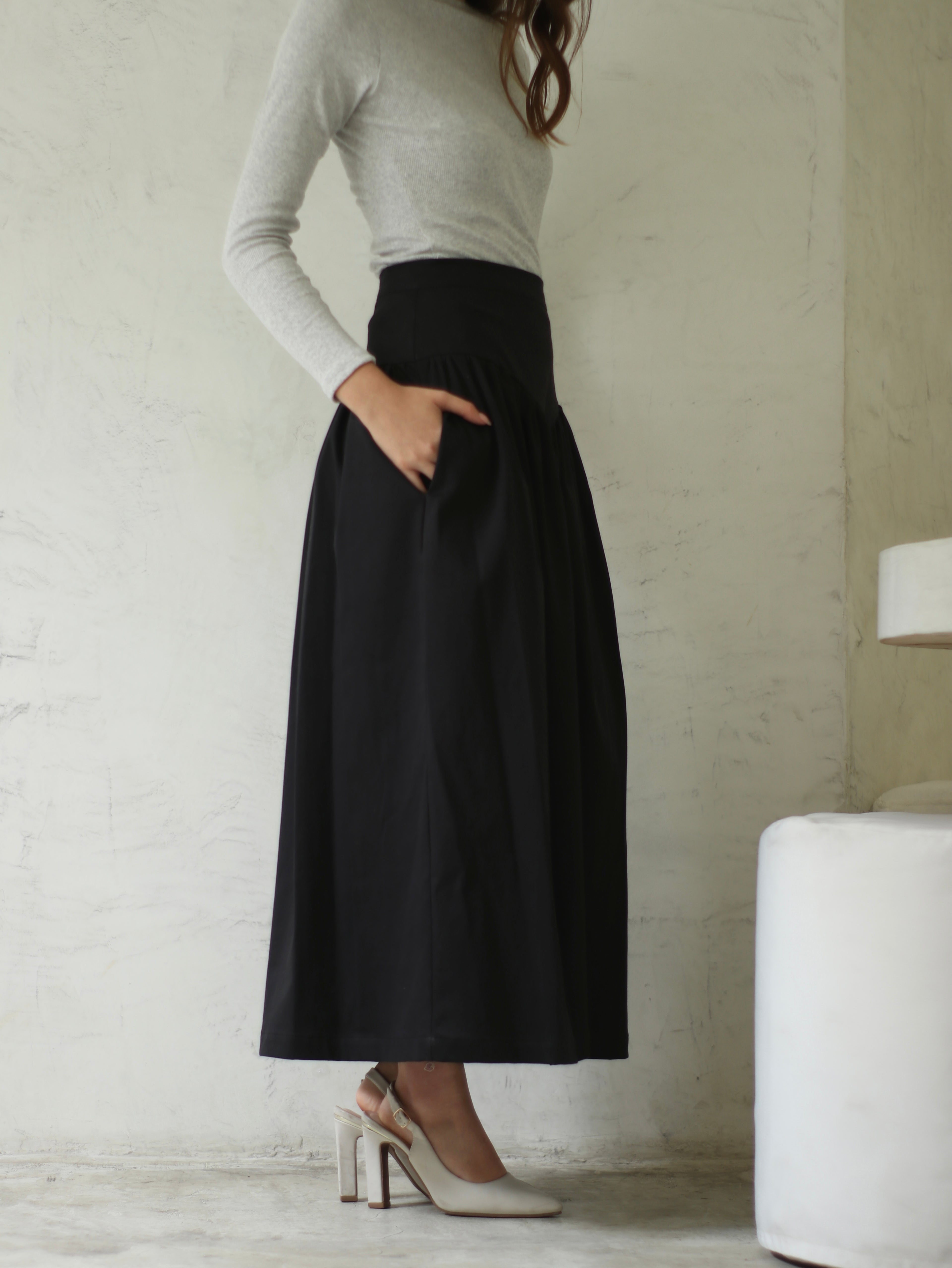Falda Olivia Drill Negra