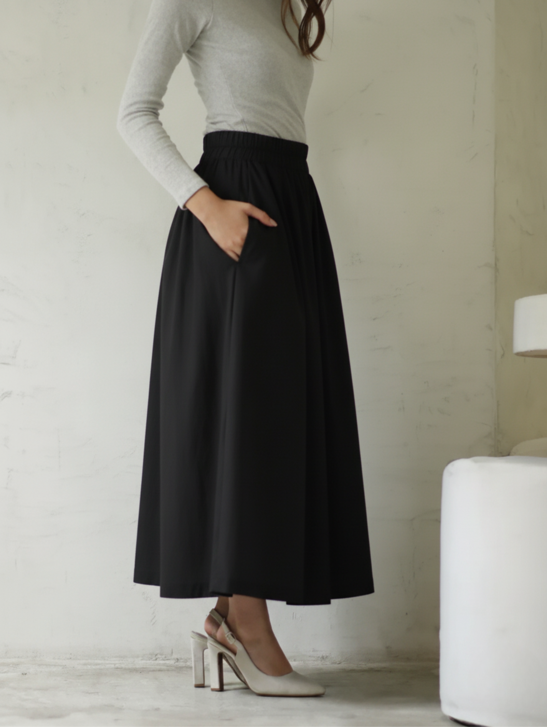 Falda Lisboa Drill Negra