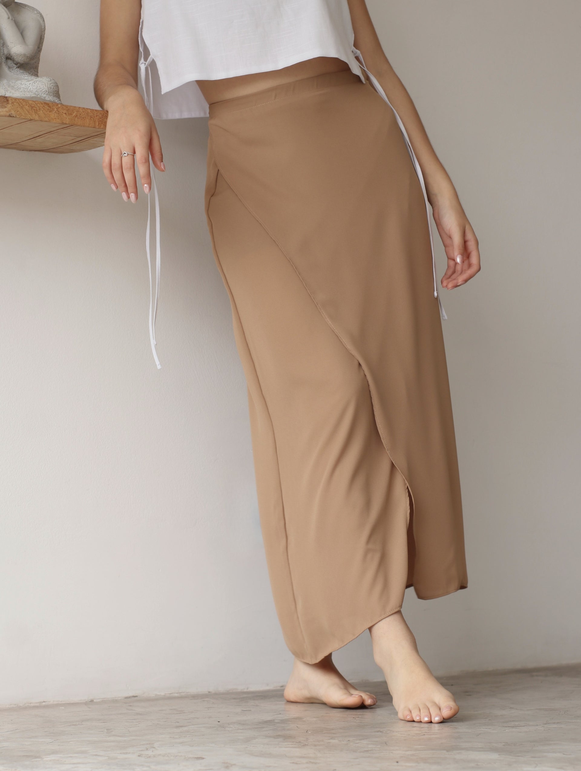 Falda Wrap Midi Beige