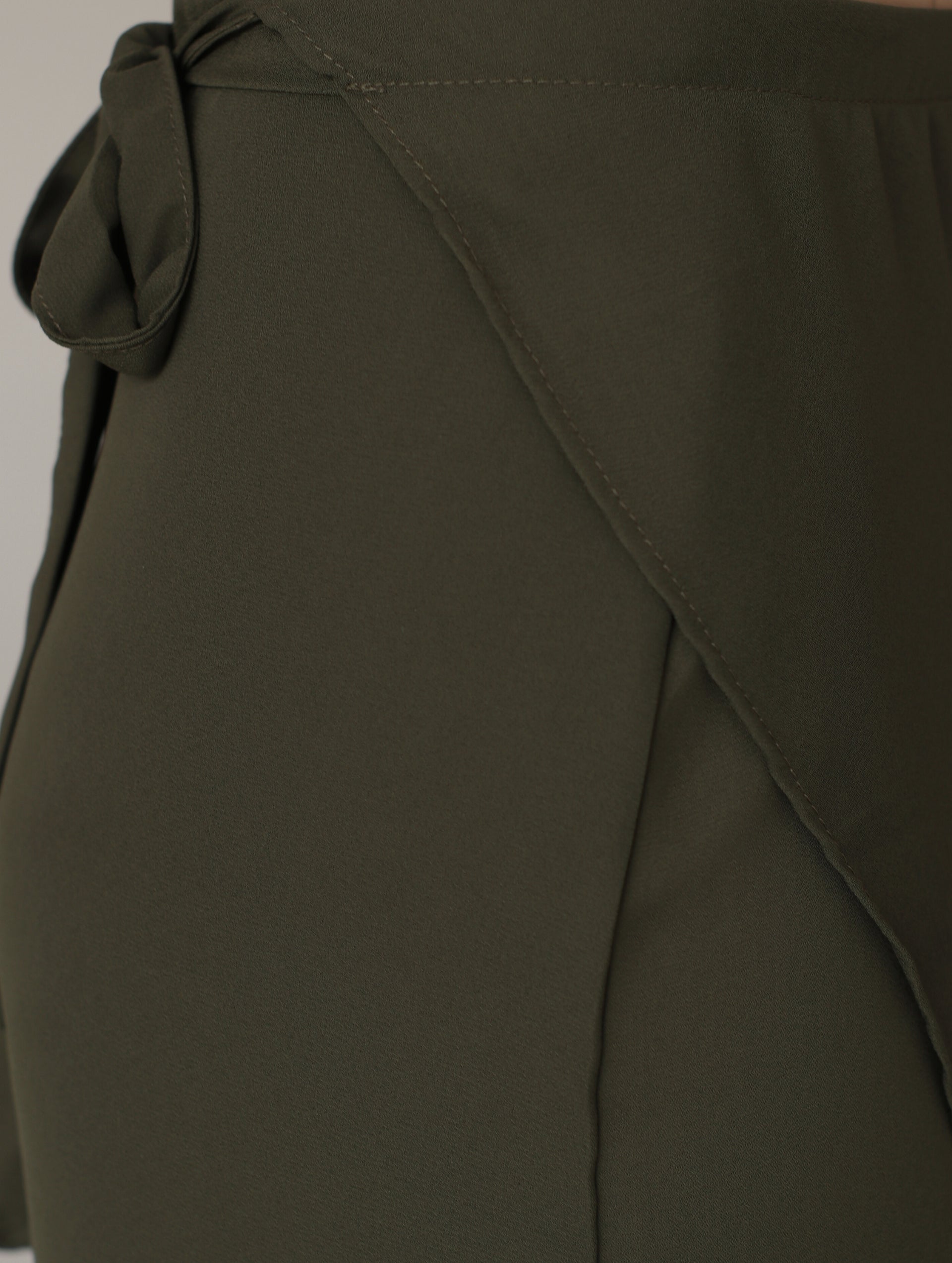 Falda Wrap Midi Olivo