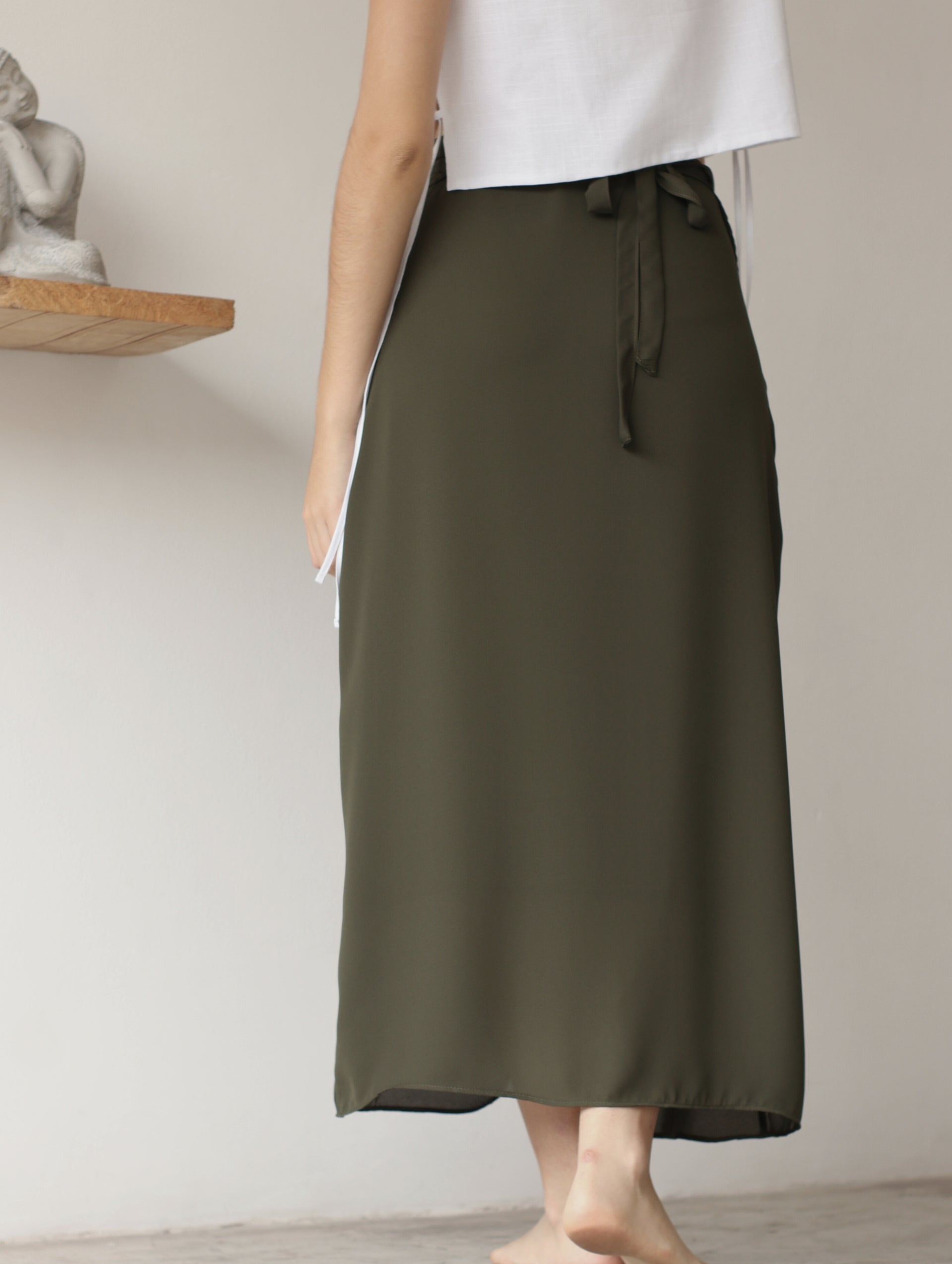 Falda Wrap Midi Olivo