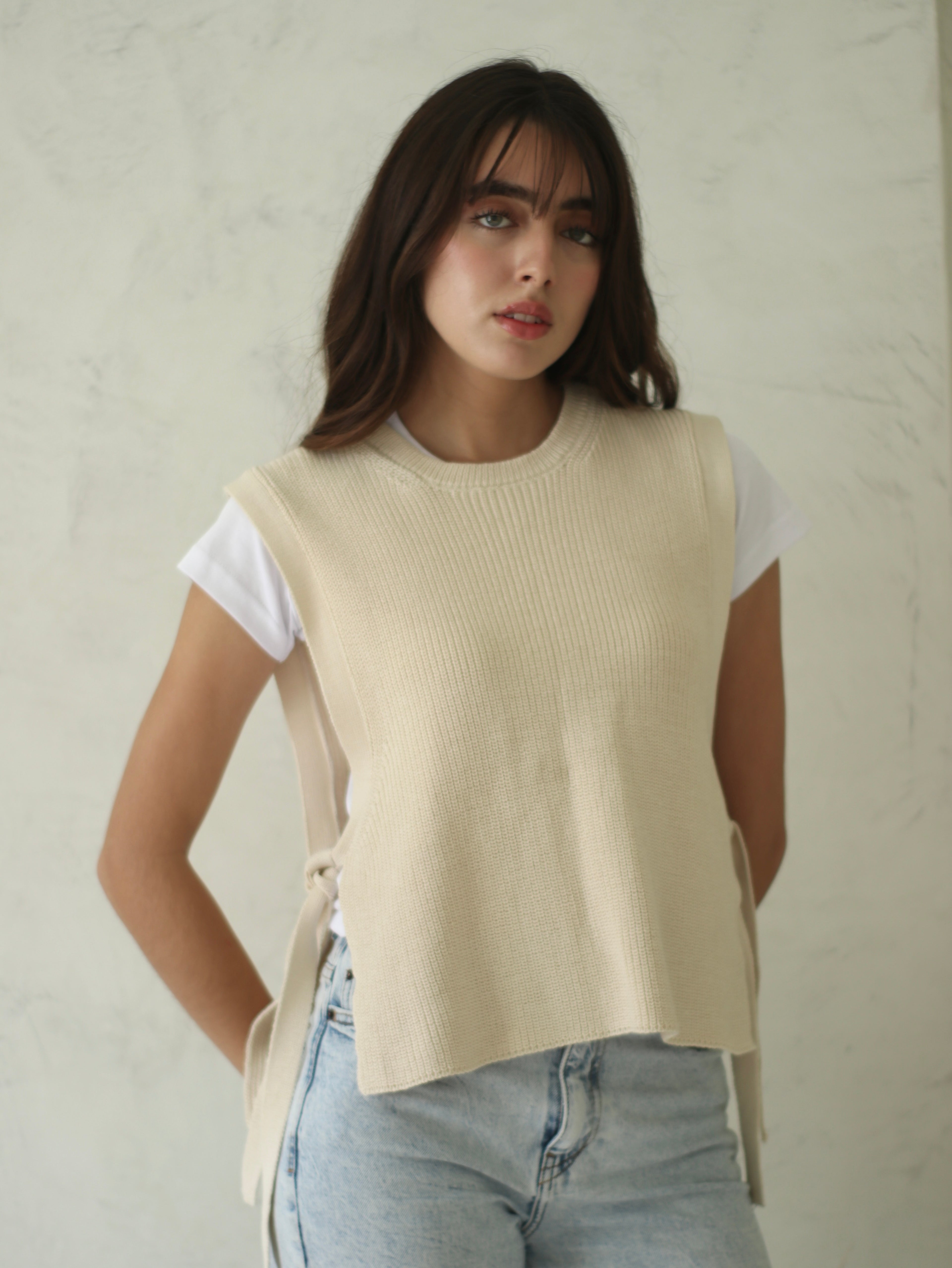 Chaleco Tejido Minimal Beige