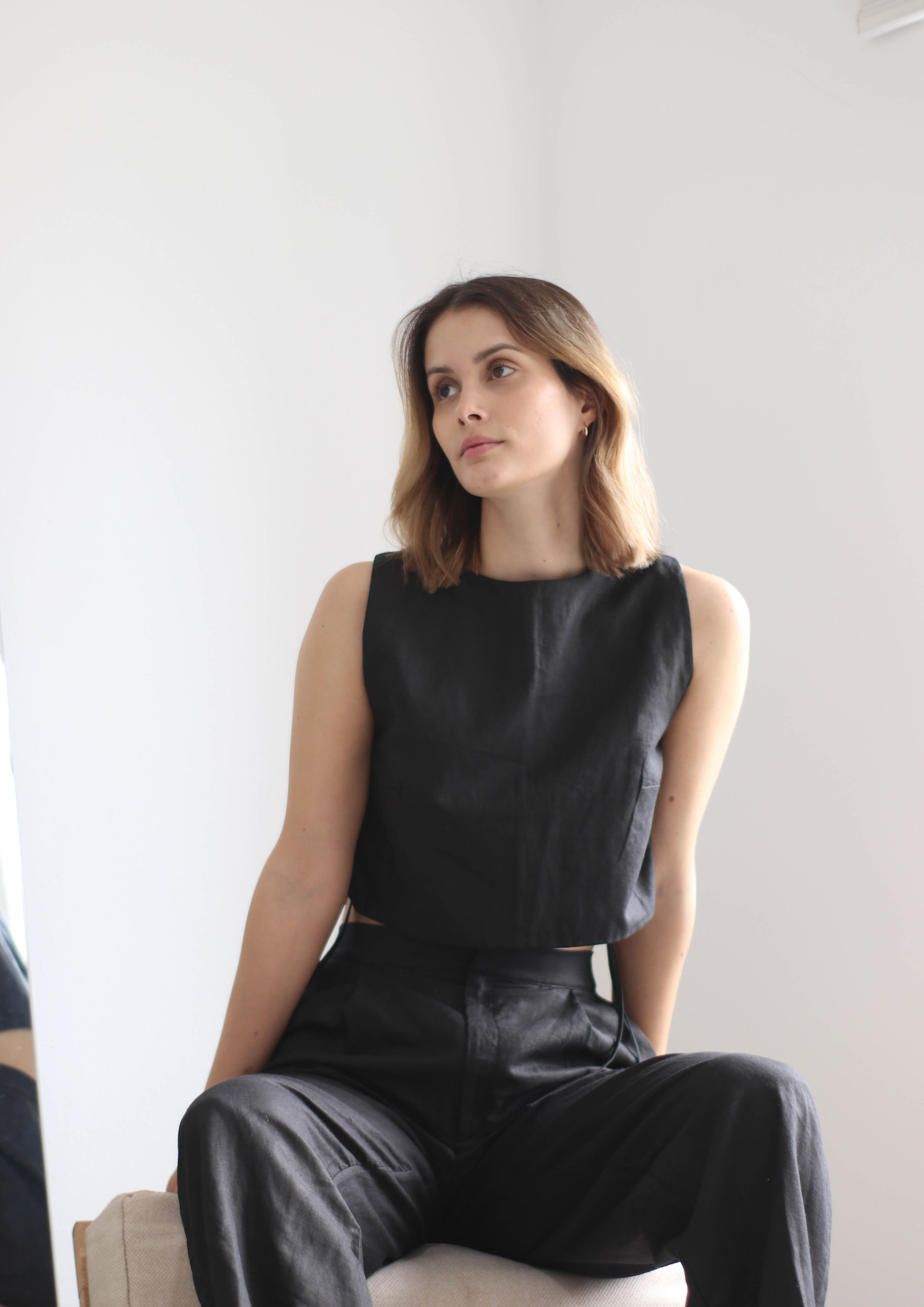 Blusa Romina de Lino Negra