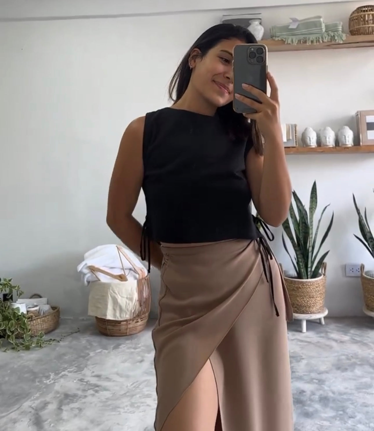 Falda Wrap Midi Beige