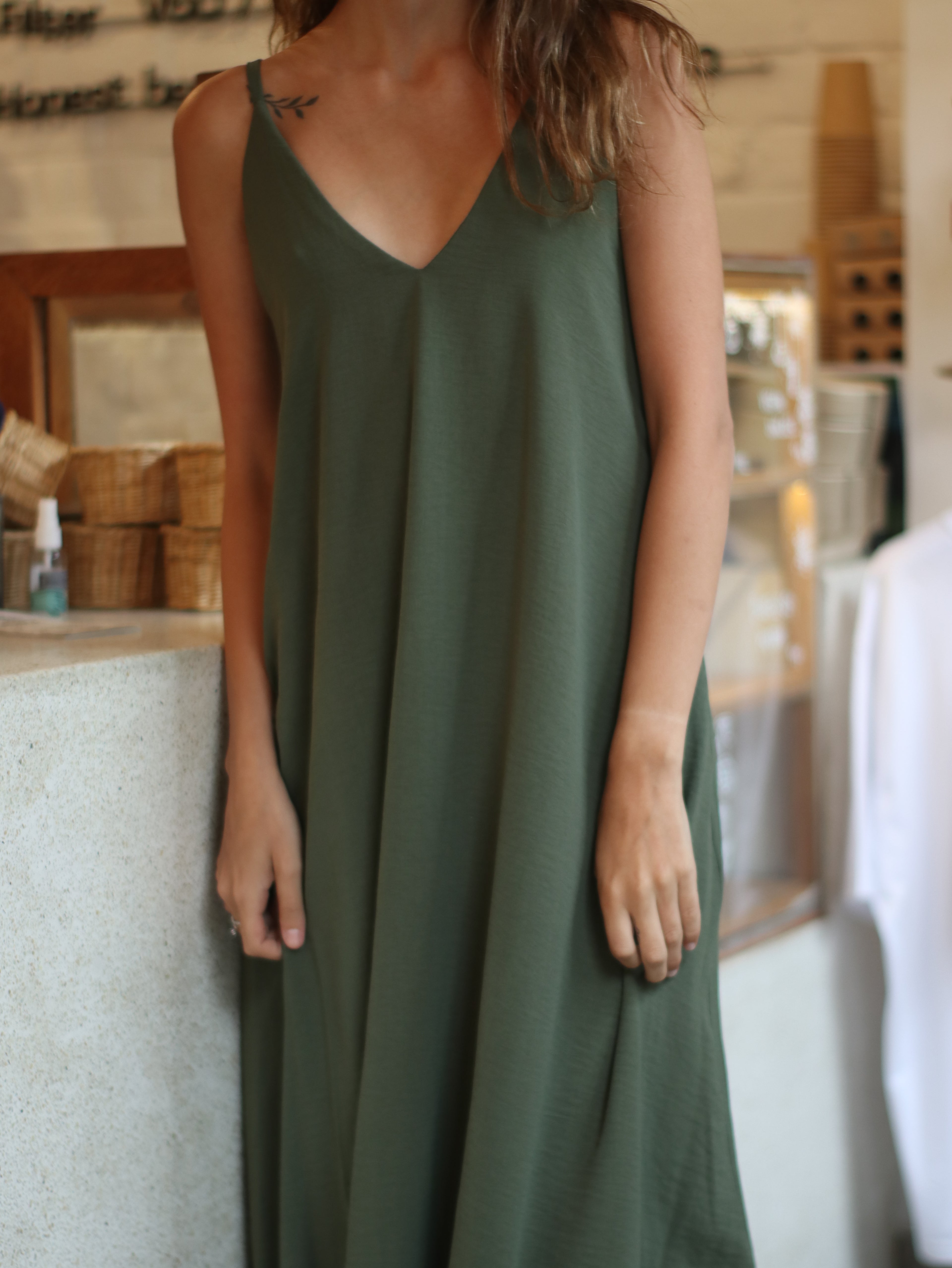 Vestido Sunset Largo Olivo