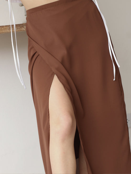 Falda Wrap Midi Chocolate