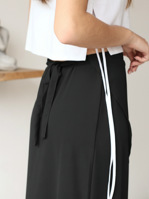 Falda Wrap Gasa Negro