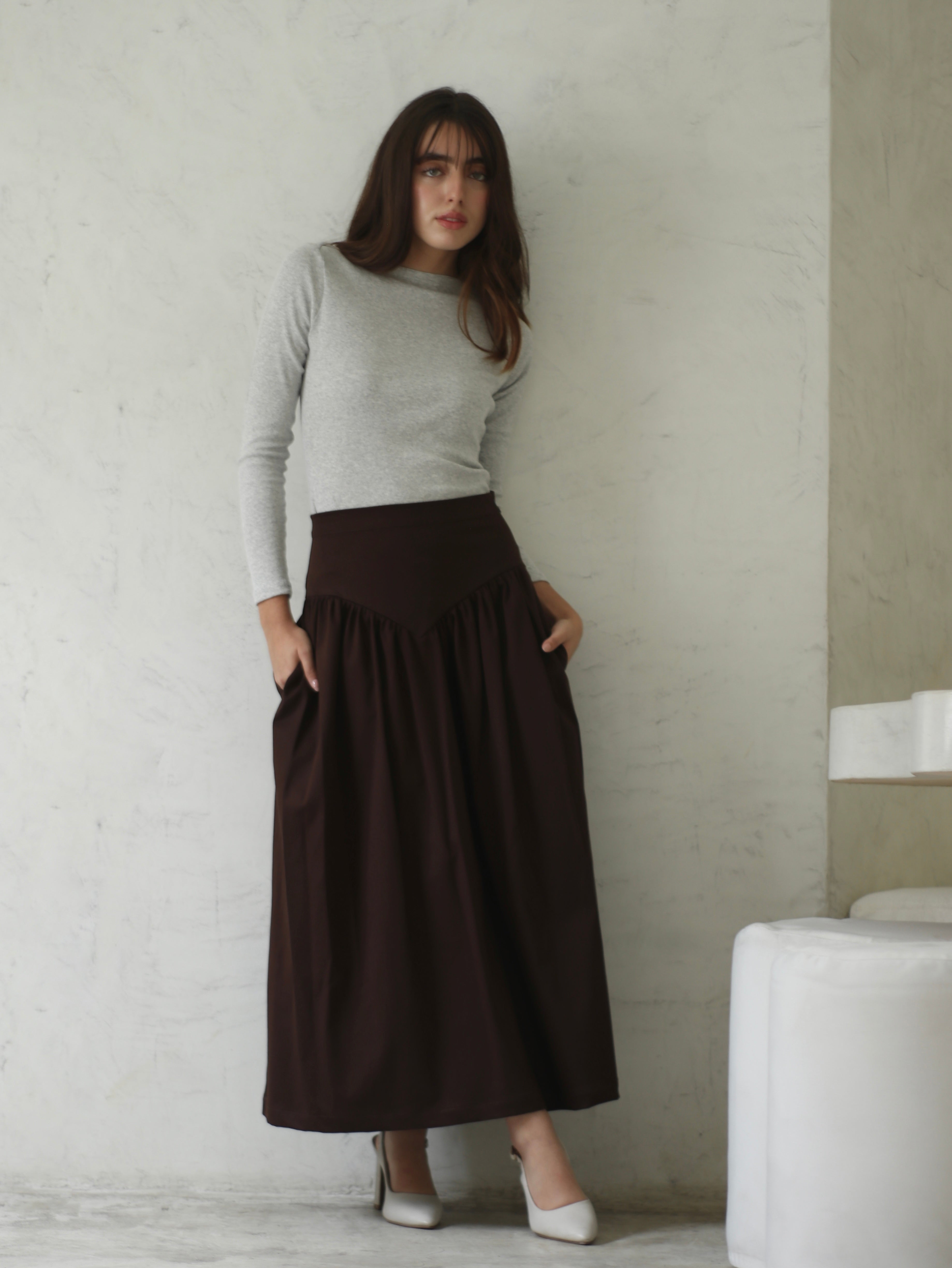 Falda Olivia Drill Chocolate