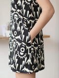 Vestido Lucrecia de Lino Negro Estampado