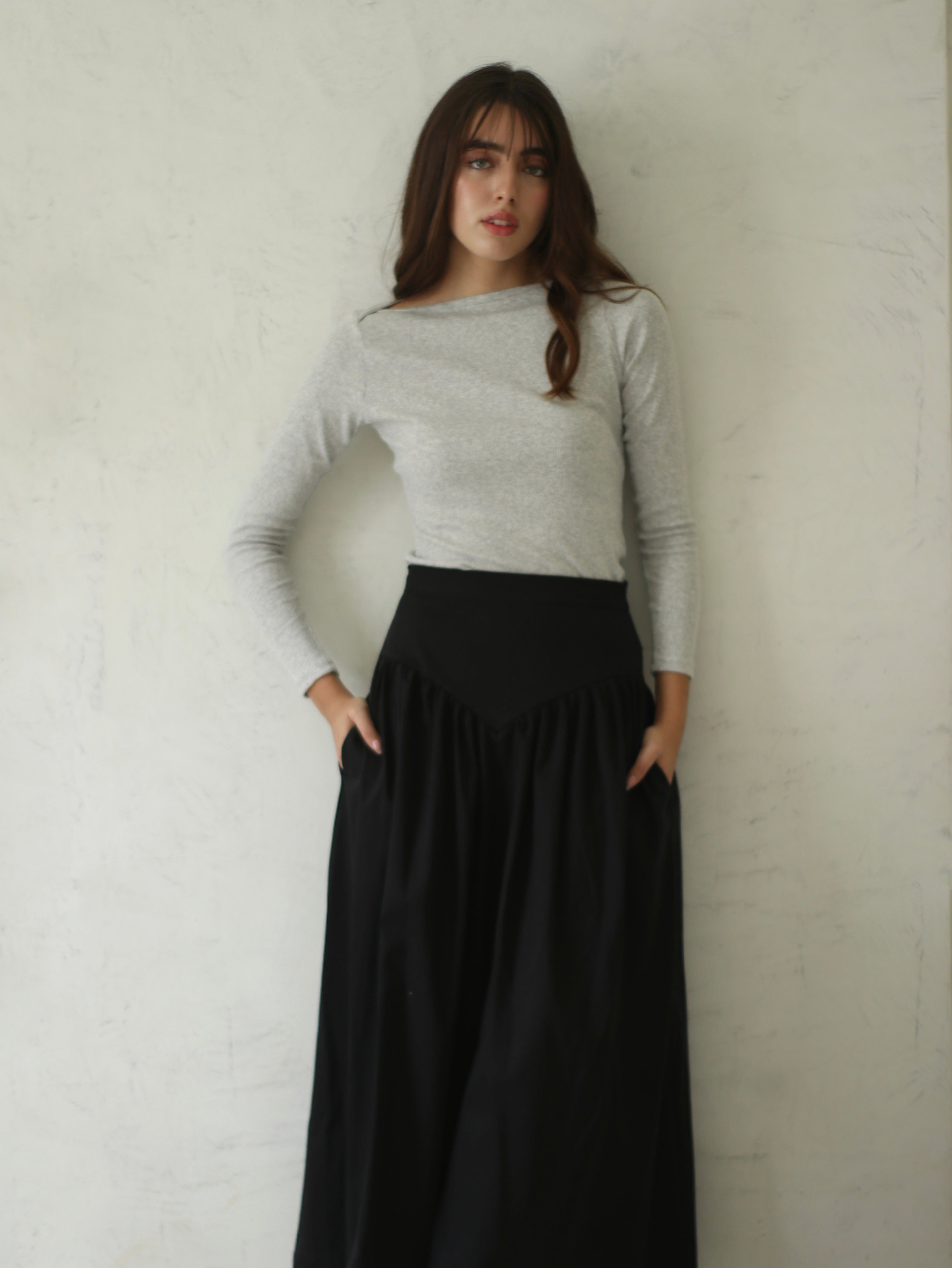 Falda Olivia Drill Negra