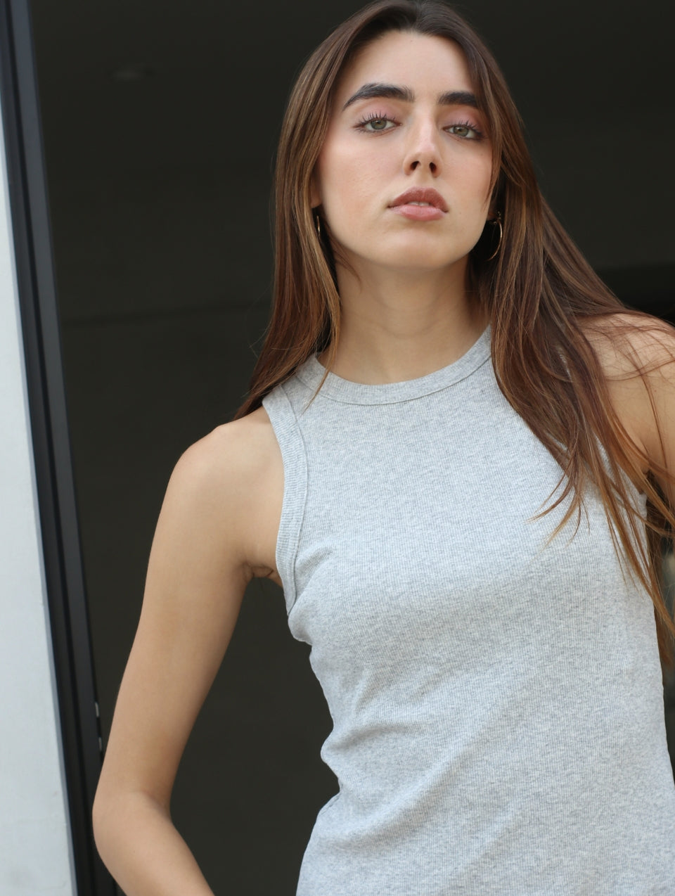 Camiseta Acanalada sin mangas Gris