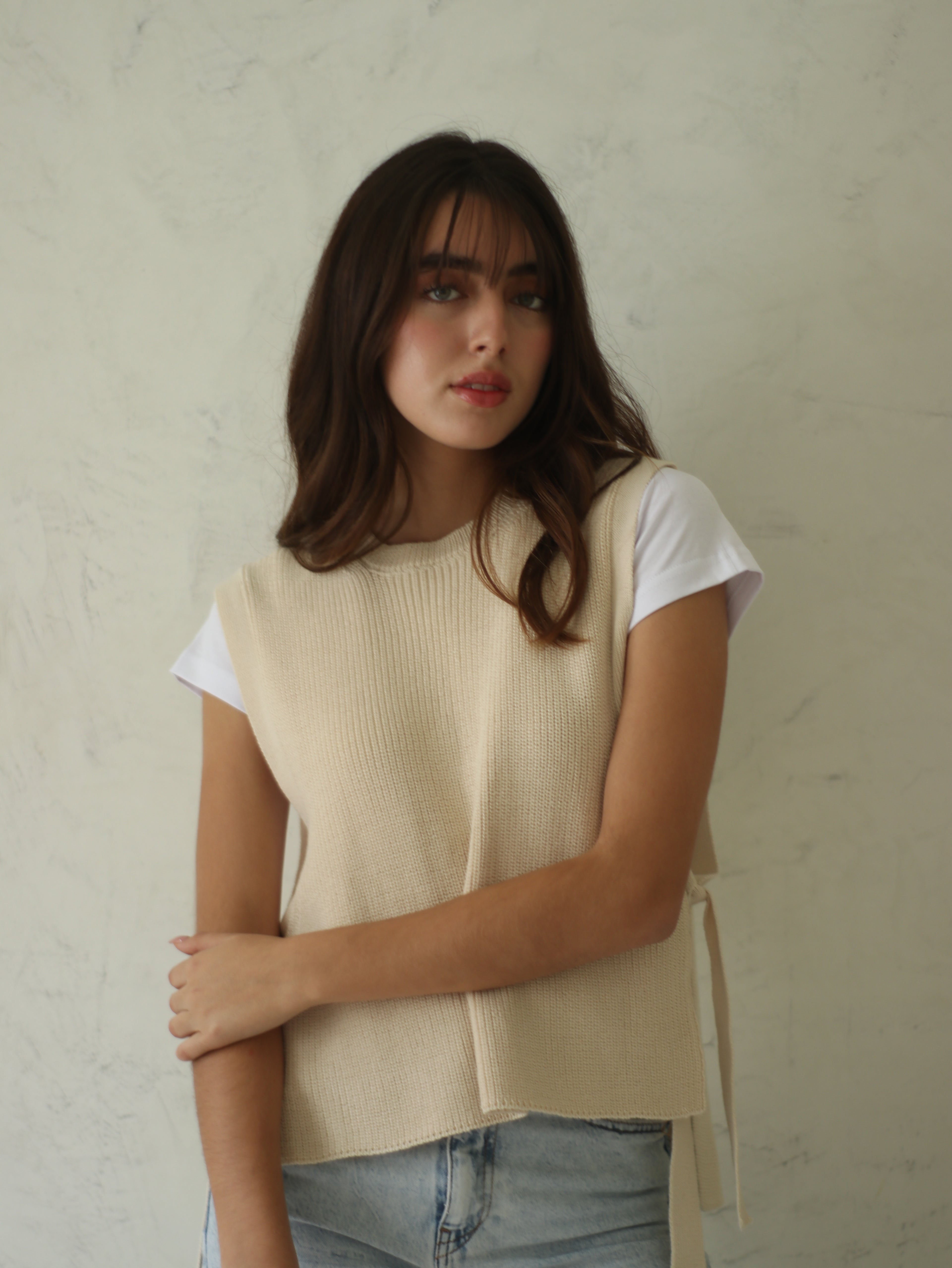 Chaleco Tejido Minimal Beige