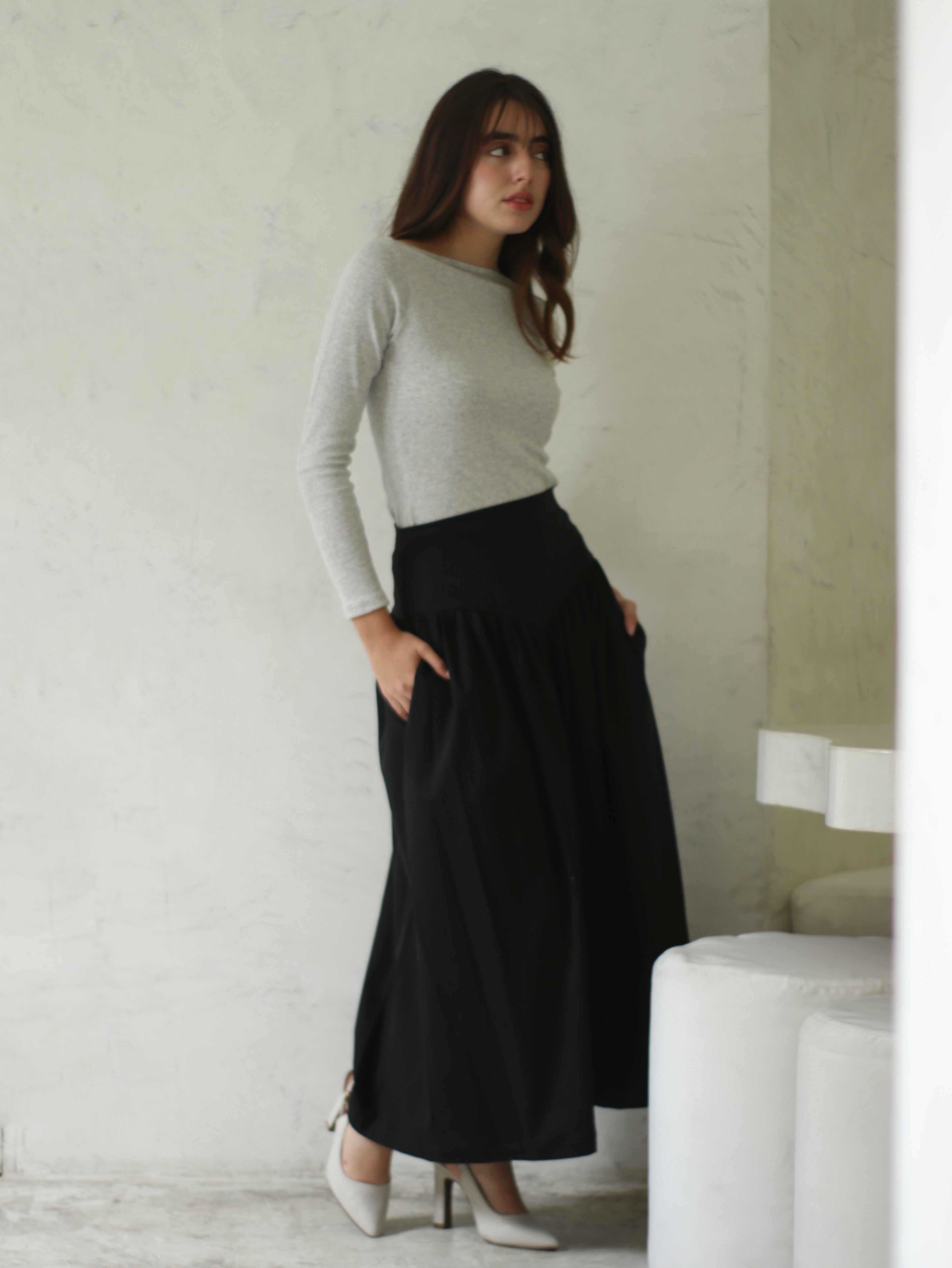Falda Olivia Drill Negra