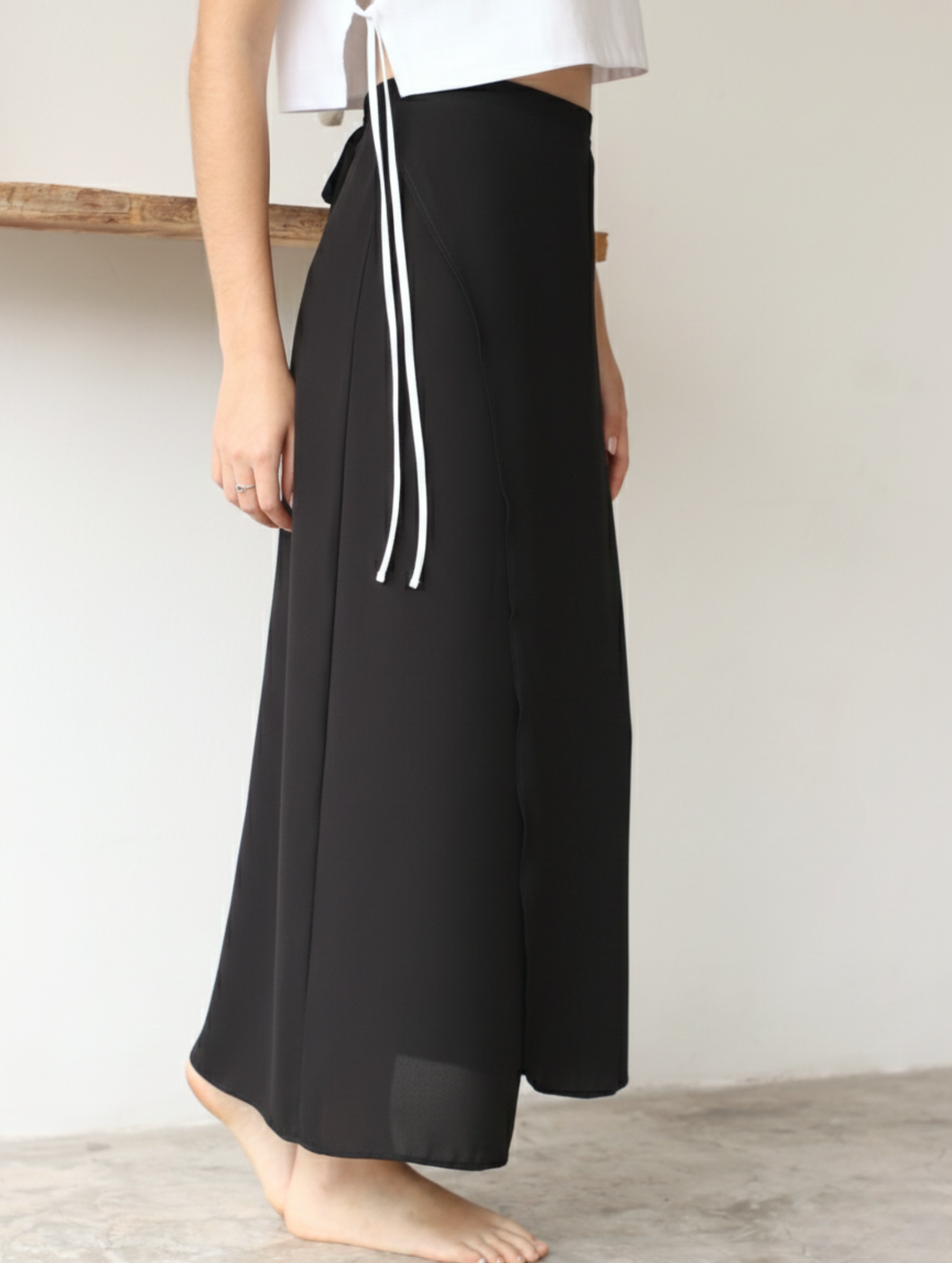 Falda Wrap Midi Negro