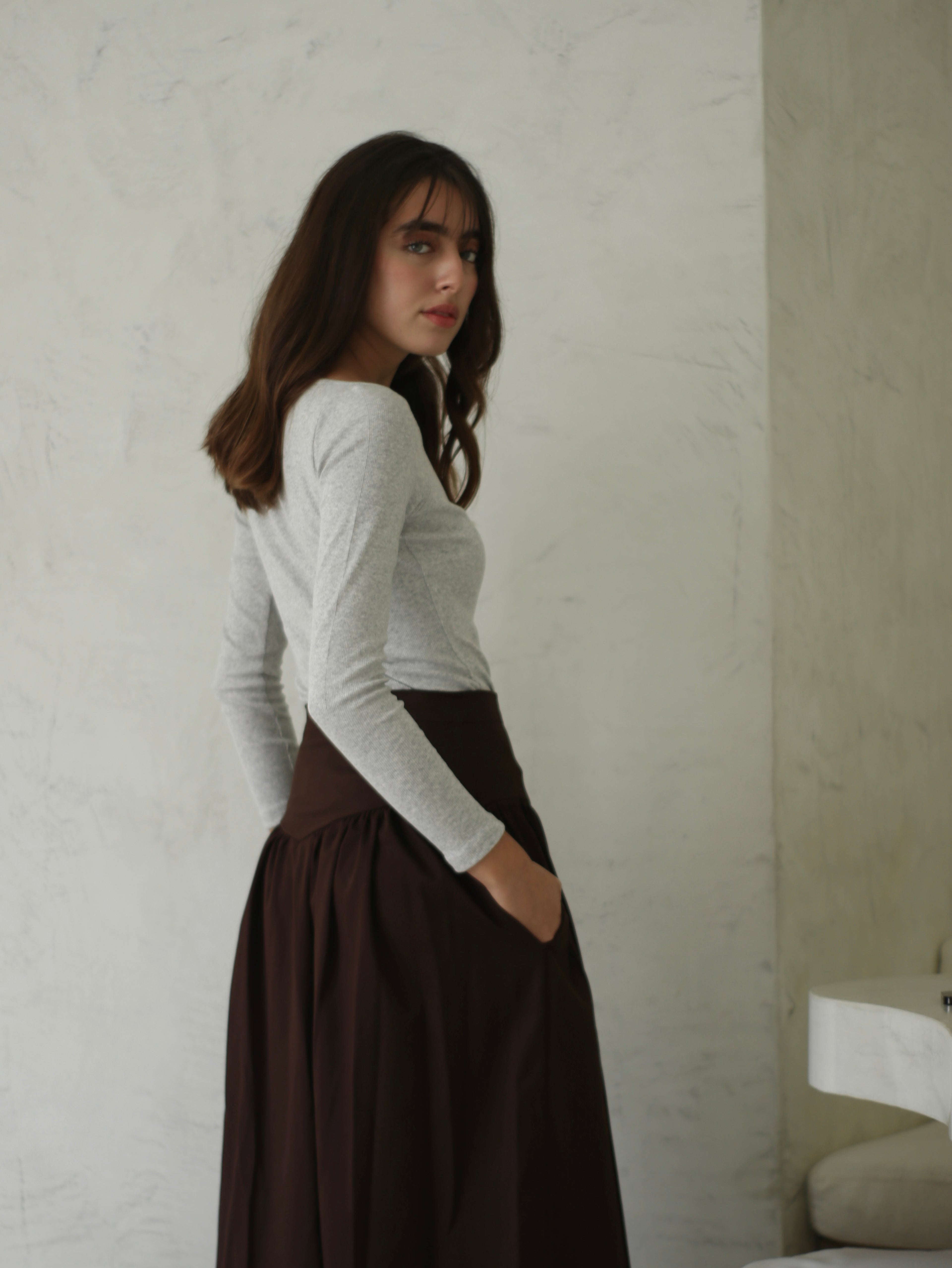 Falda Olivia Drill Chocolate