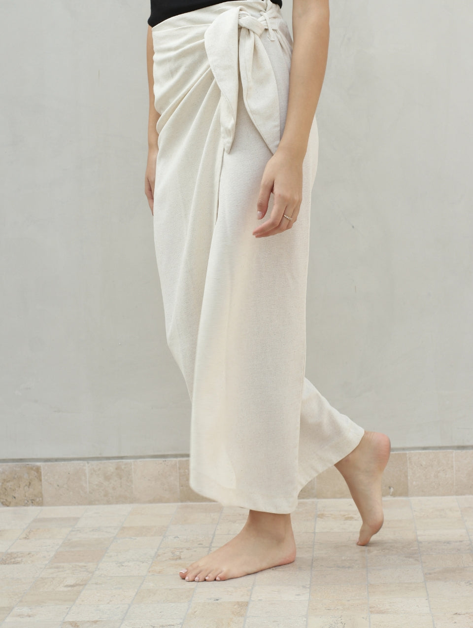 Falda Wrap Lino Beige