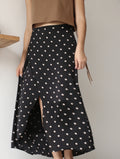 Falda Wrap Midi Lunares Negra