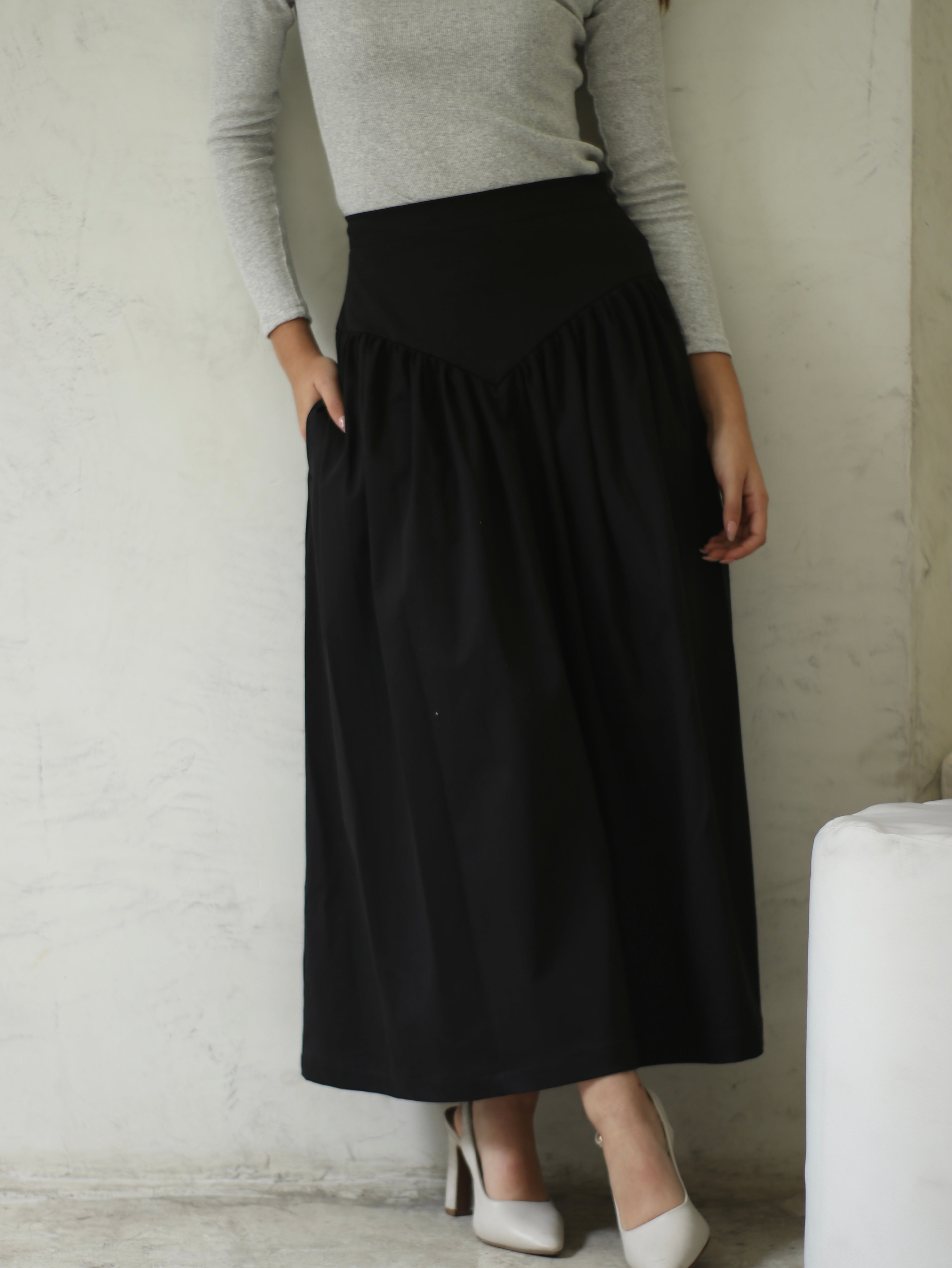 Falda Olivia Drill Negra
