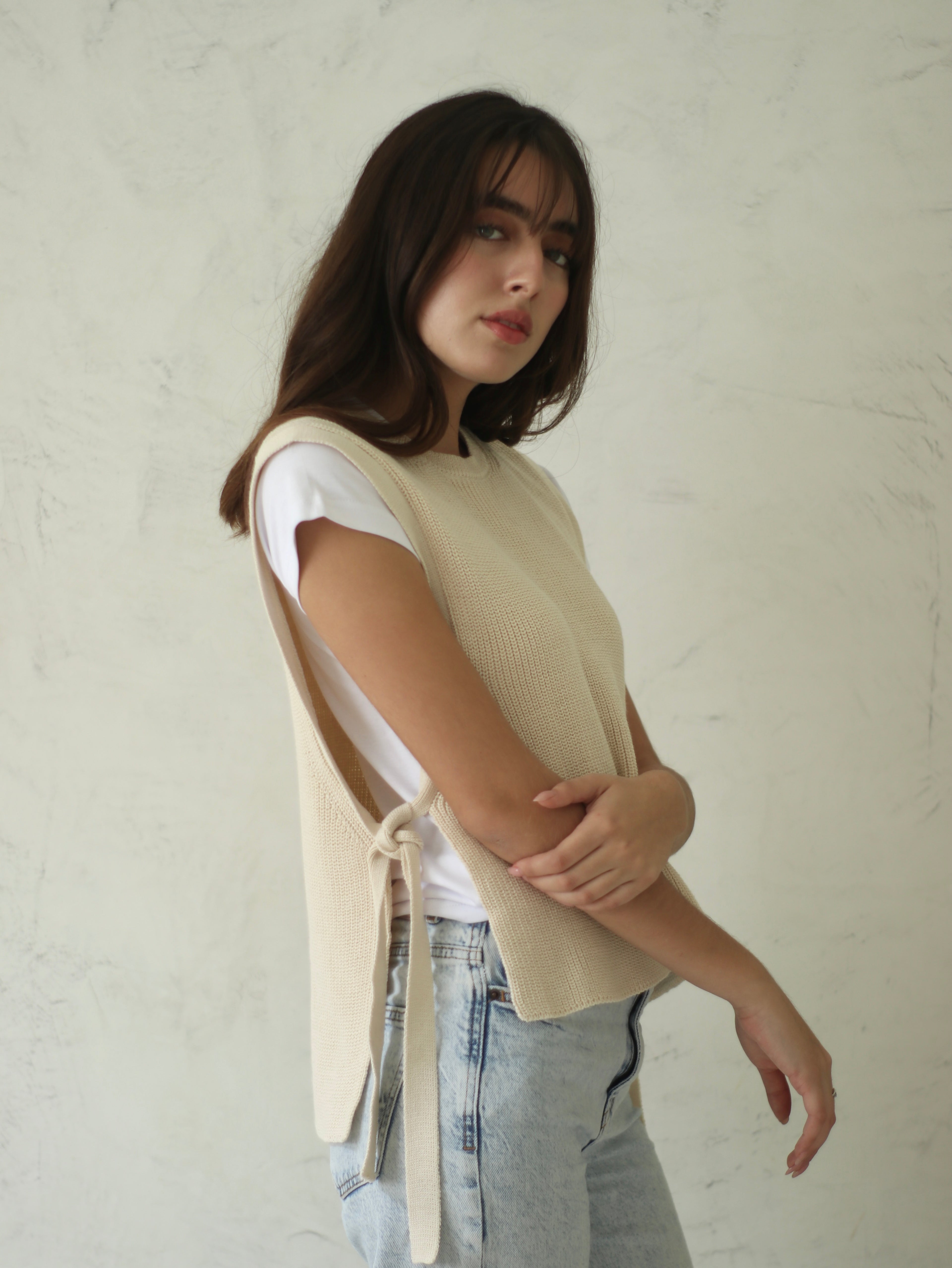 Chaleco Tejido Minimal Beige