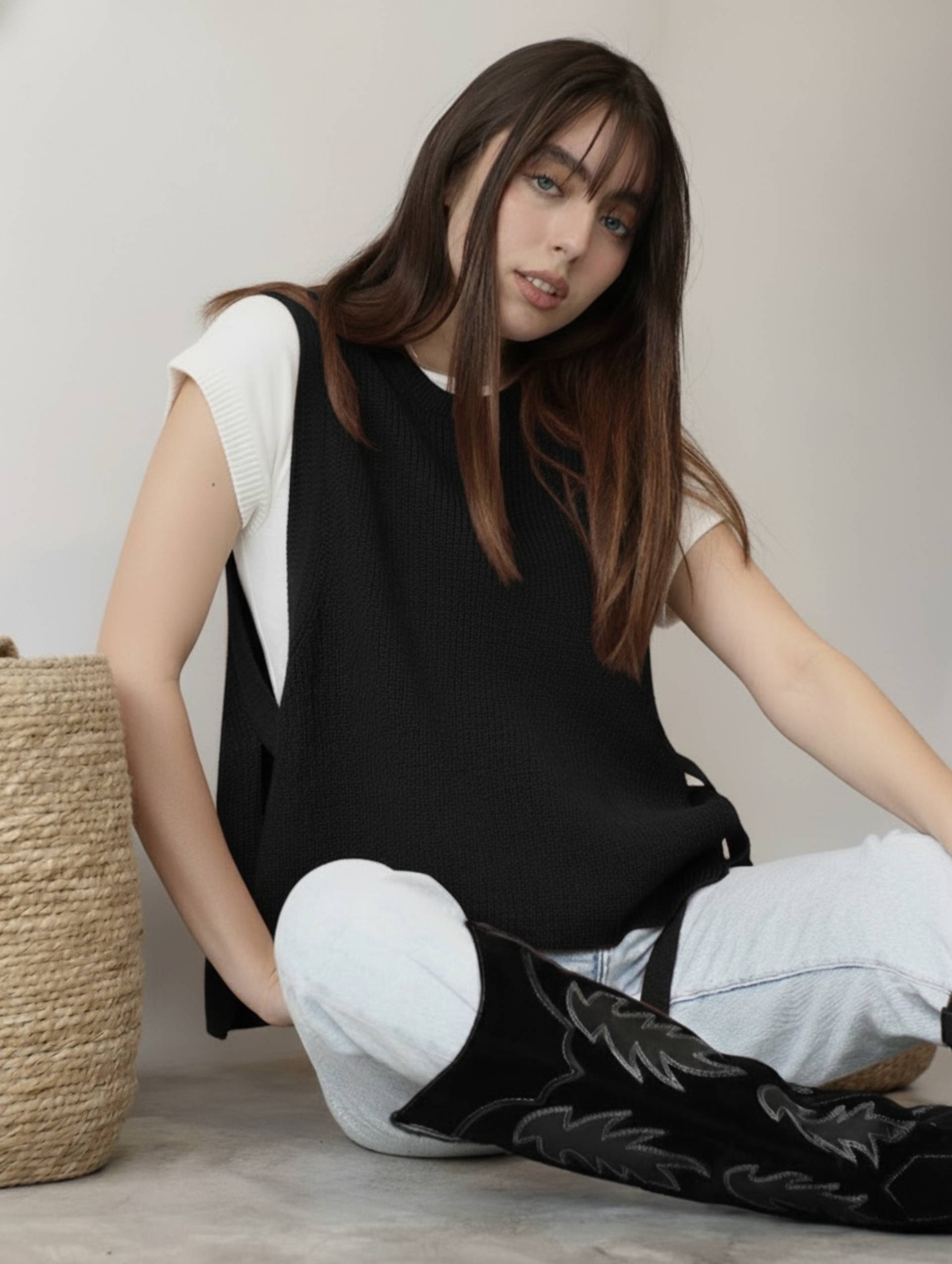 Chaleco Tejido Minimal Negro