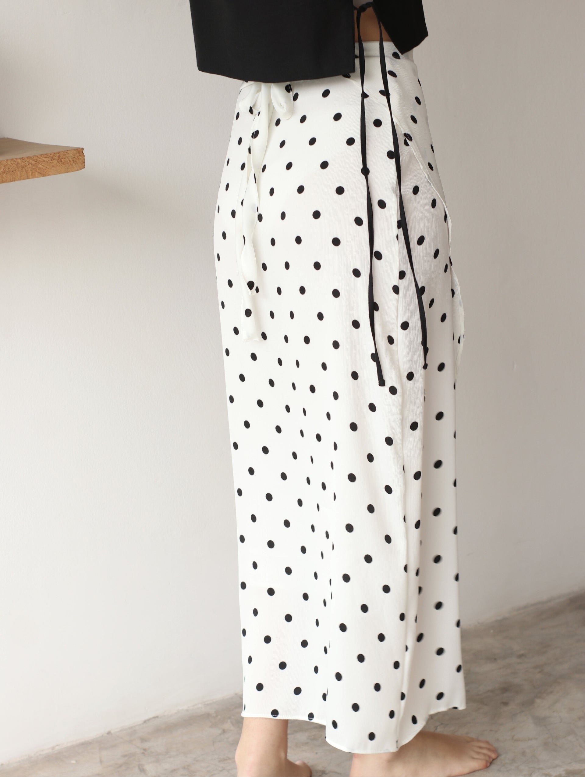Falda Wrap Midi Lunares Perla