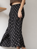 Falda Wrap Gasa Lunares Negra