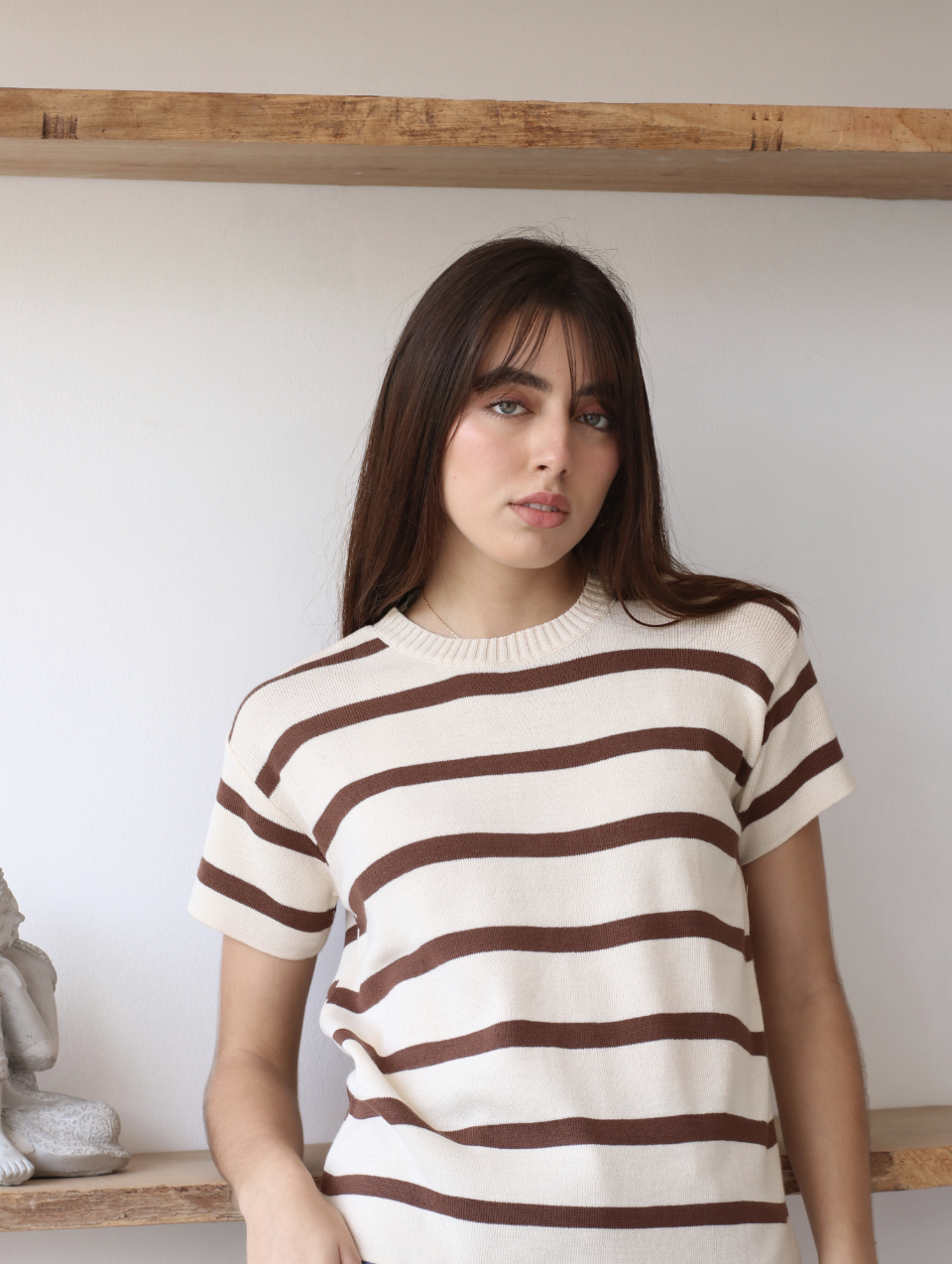 Polo a Rayas Beige