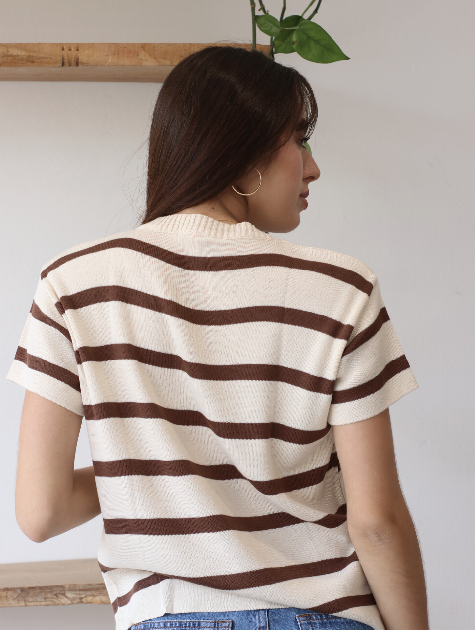 Polo a Rayas Beige
