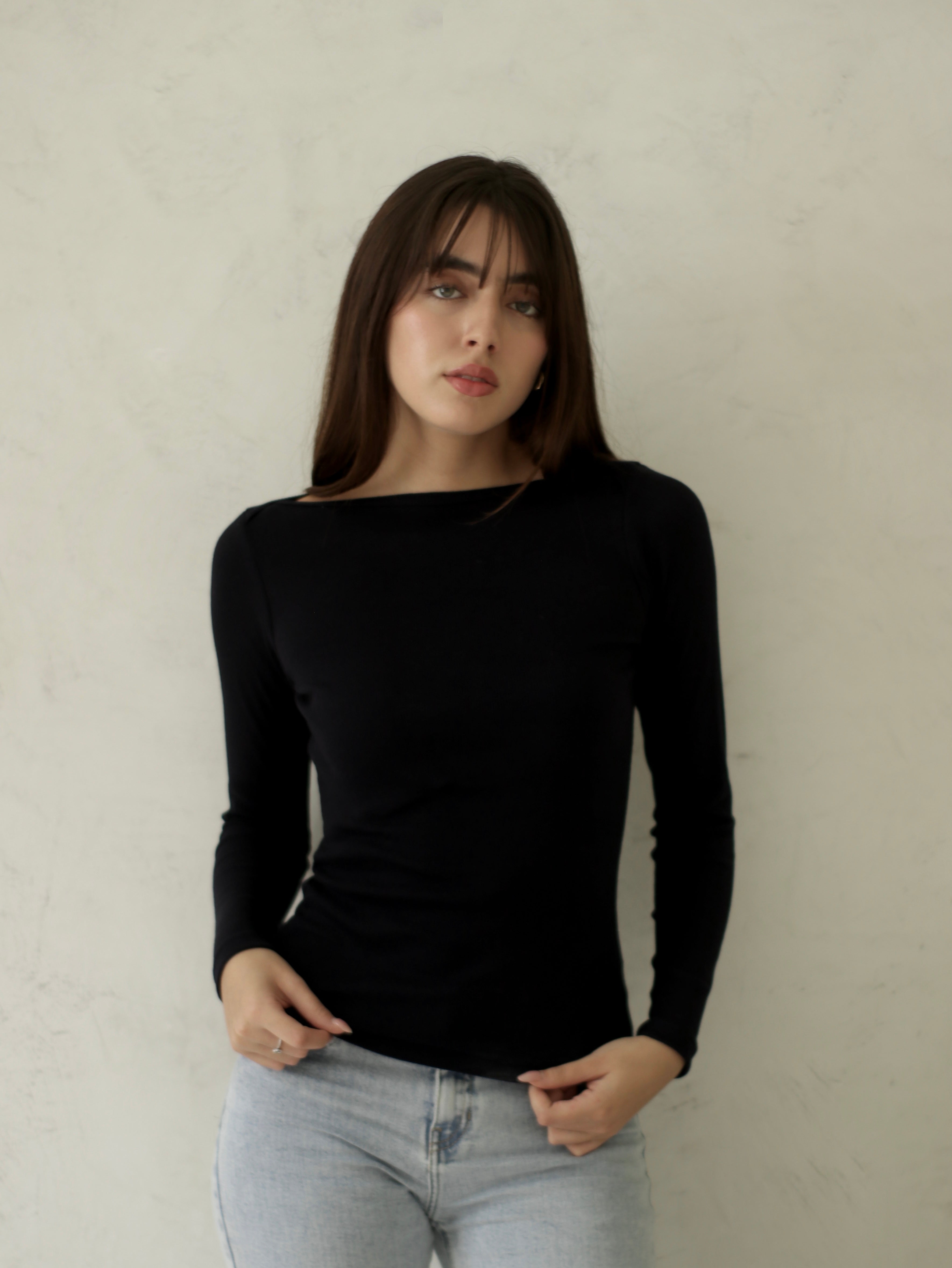 Polo Acanalado Negro