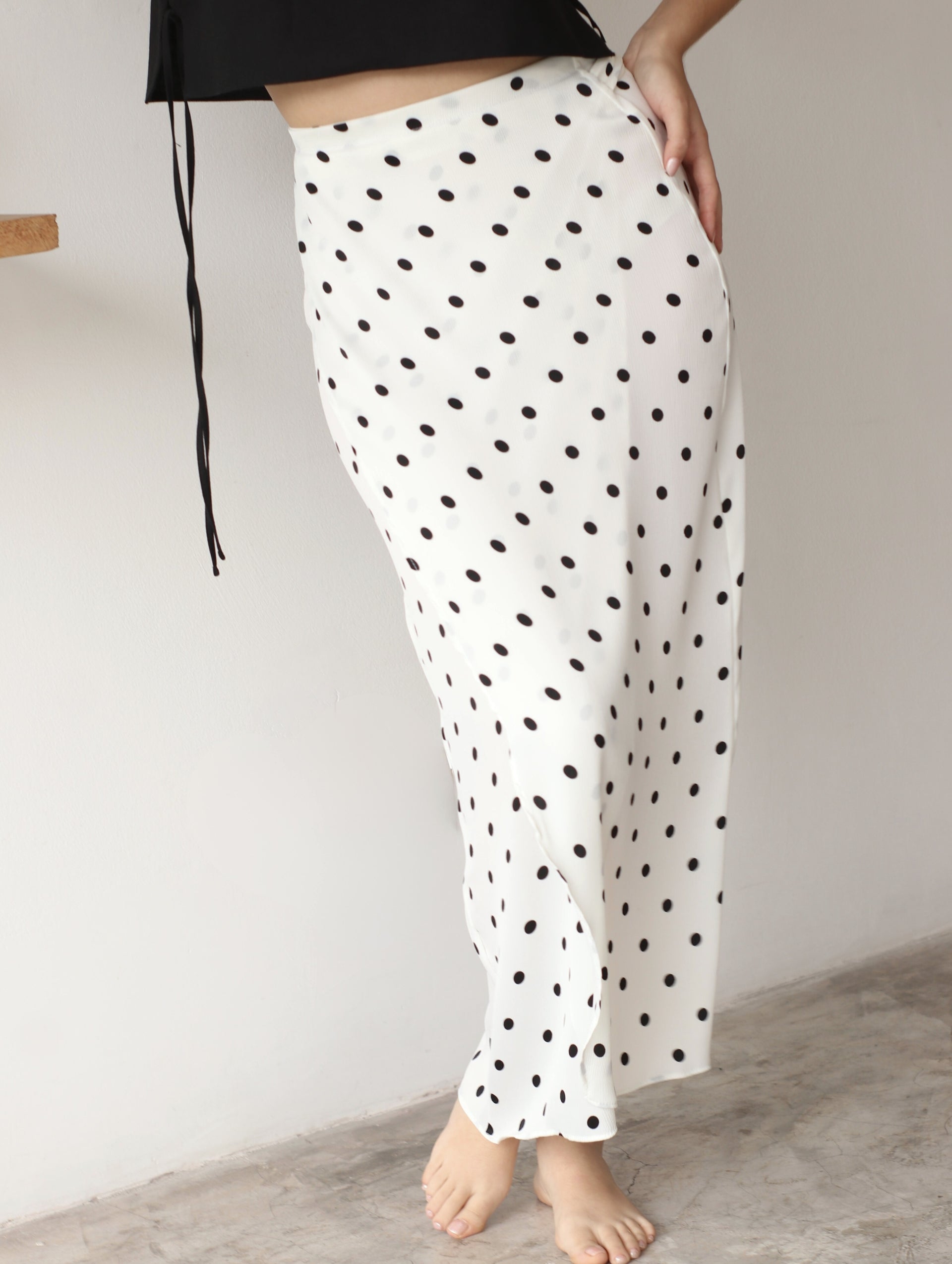 Falda Wrap Midi Lunares Perla