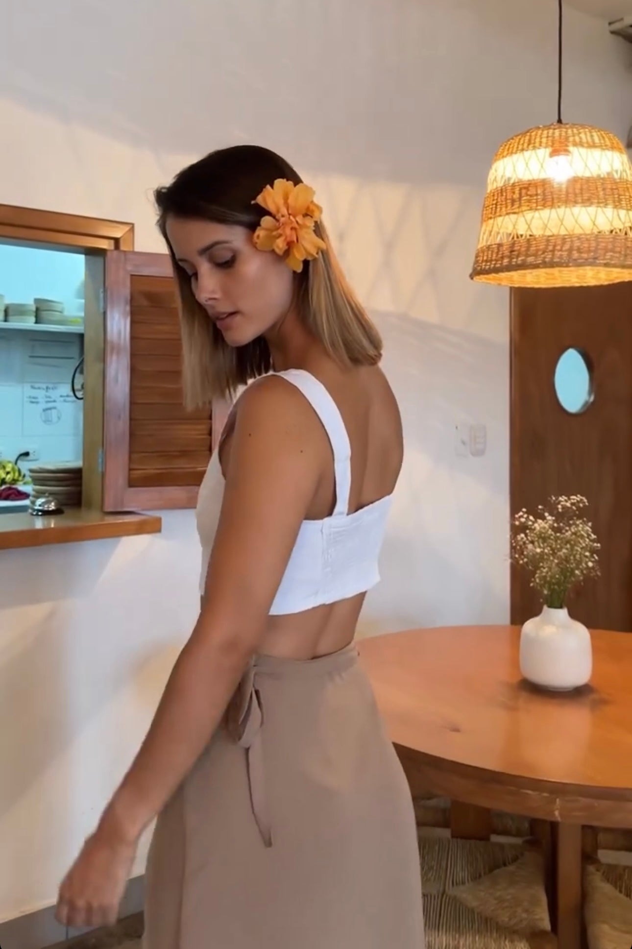 Falda Wrap Midi Beige