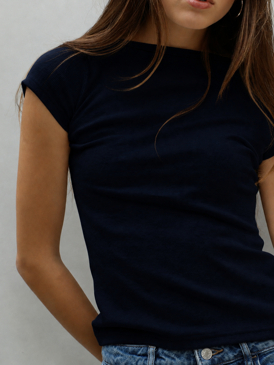 Polo acanalado Aitana Azul