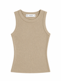 Camiseta Acanalada sin mangas Beige