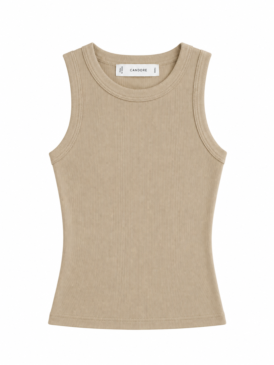 Camiseta Acanalada sin mangas Beige