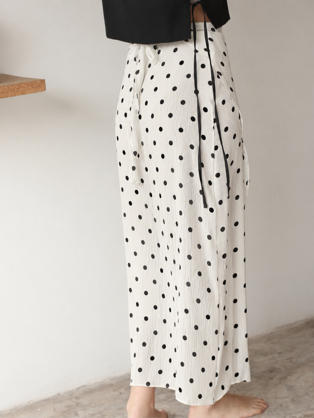 Falda Wrap Gasa Lunares Perla