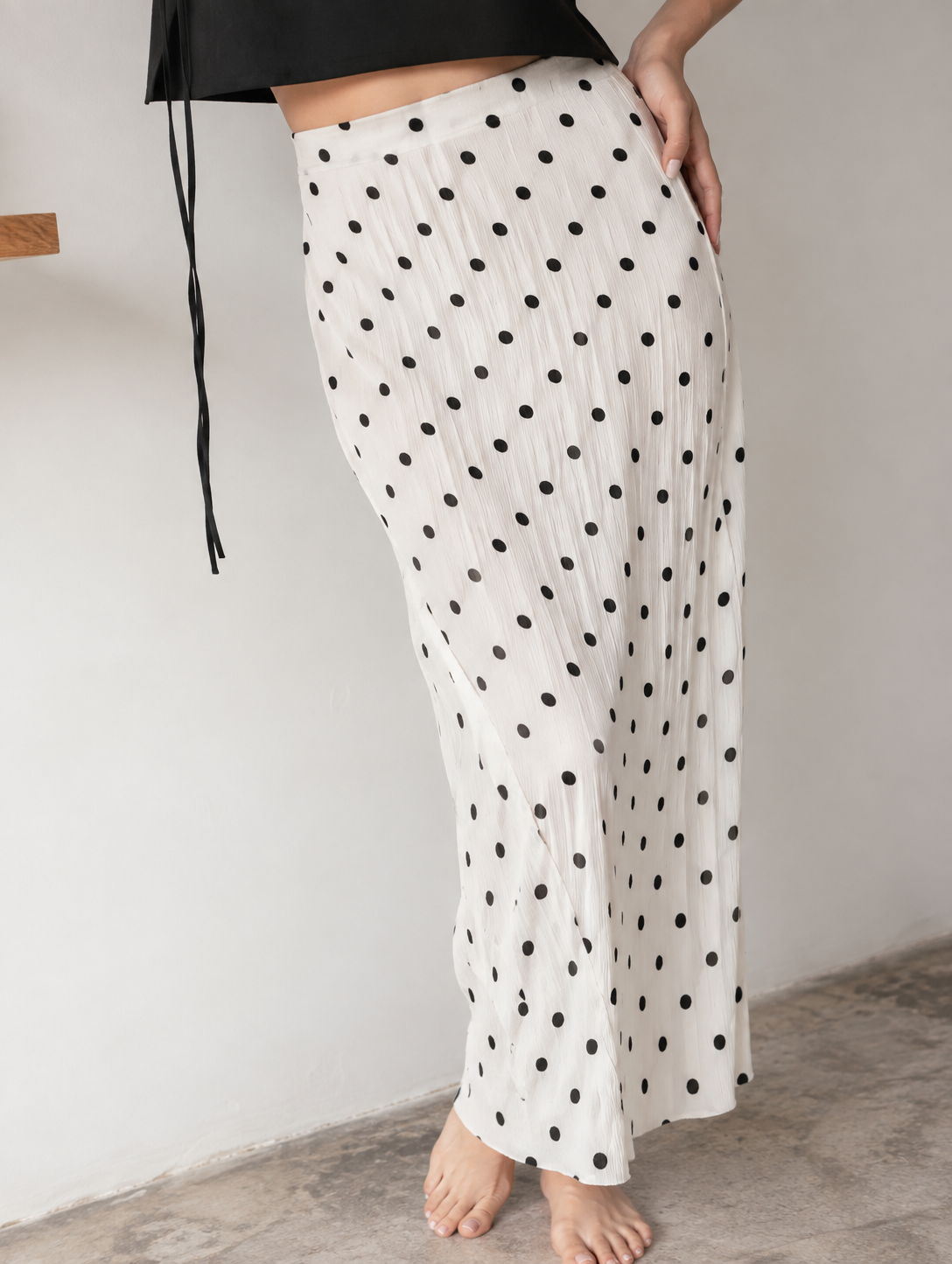 Falda Wrap Gasa Lunares Perla
