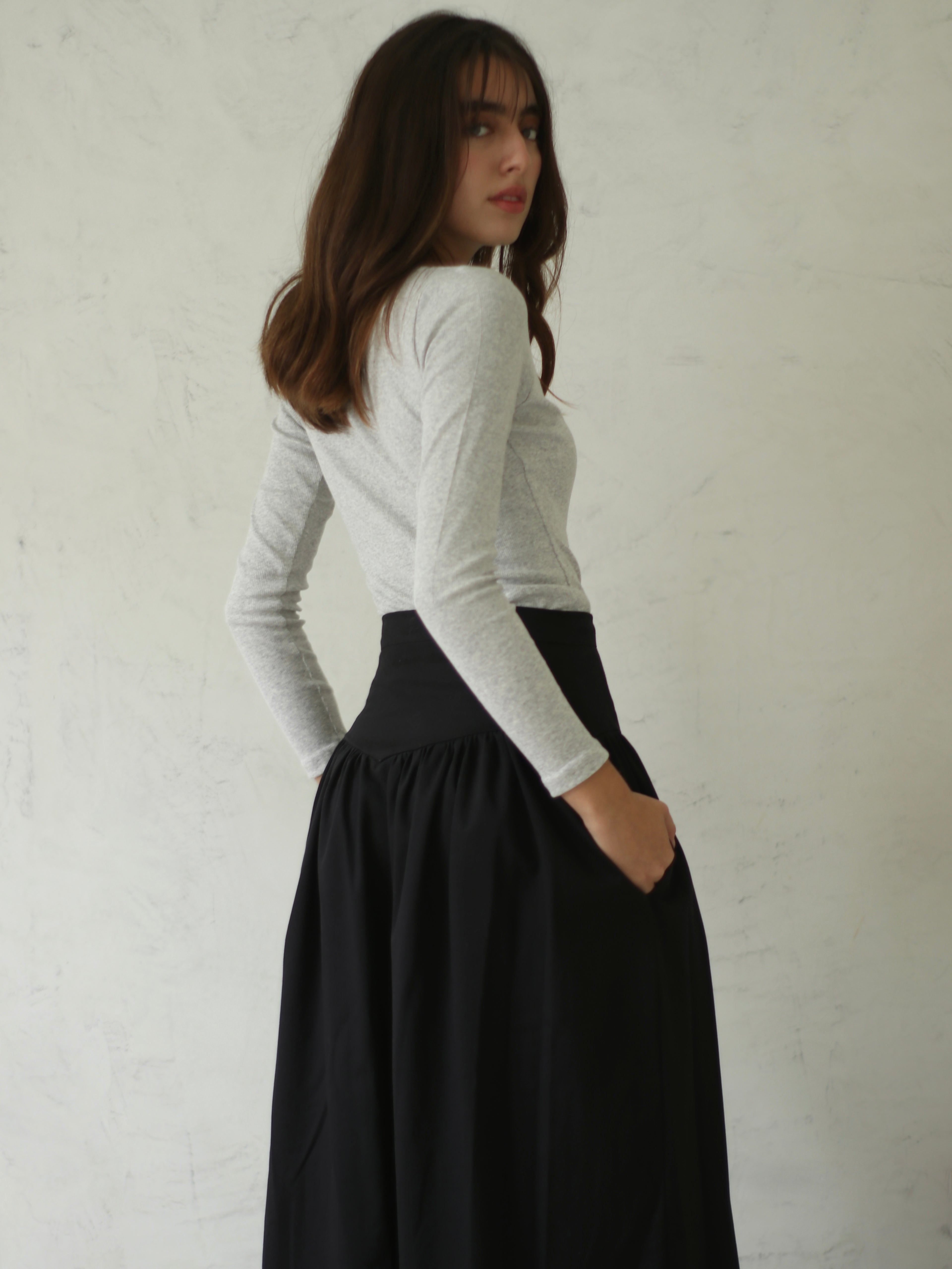 Falda Olivia Drill Negra