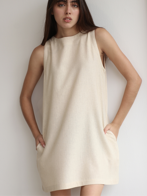 PRE VENTA - Vestido Lucrecia de Lino Beige