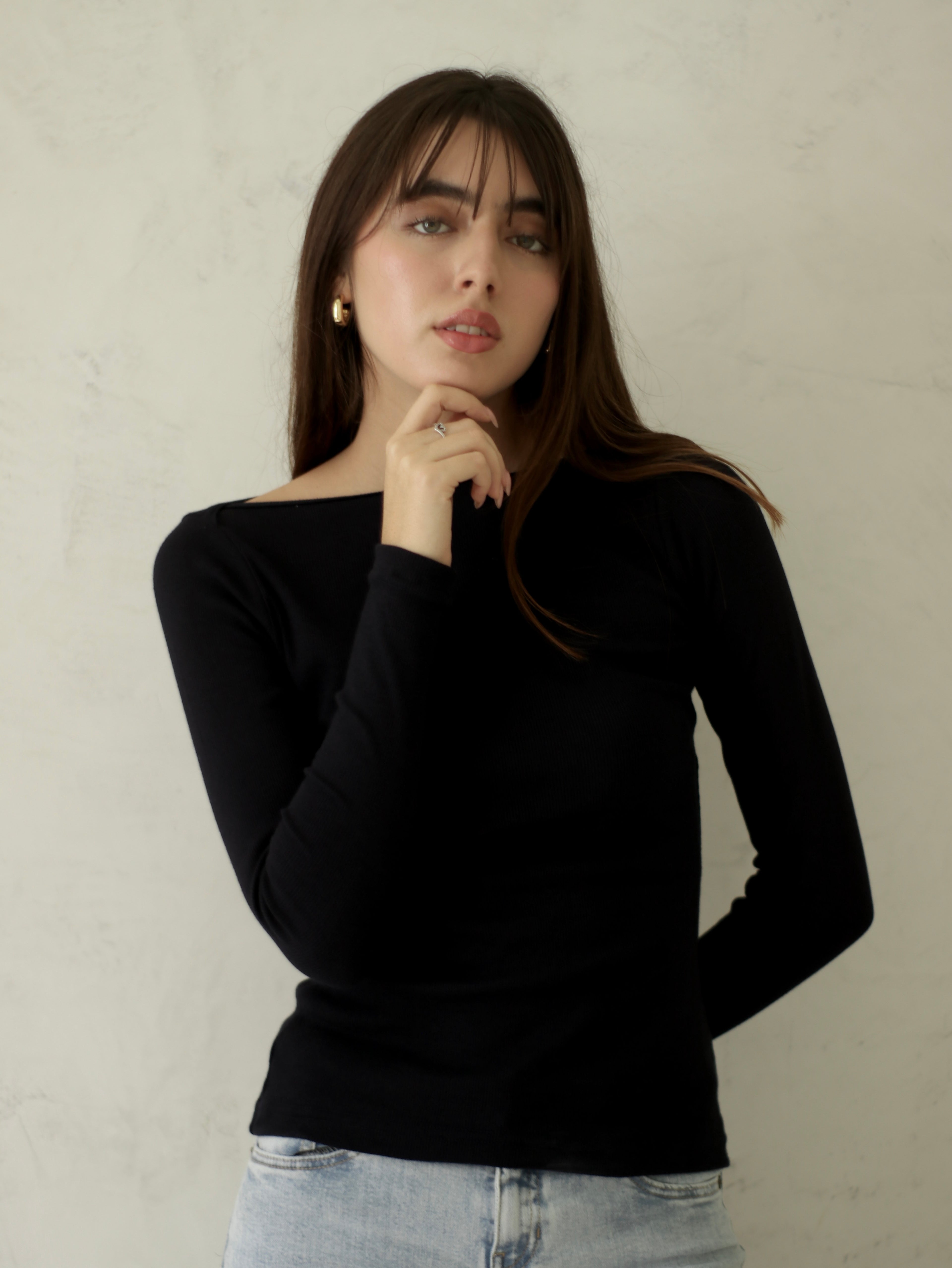 Polo Acanalado Negro
