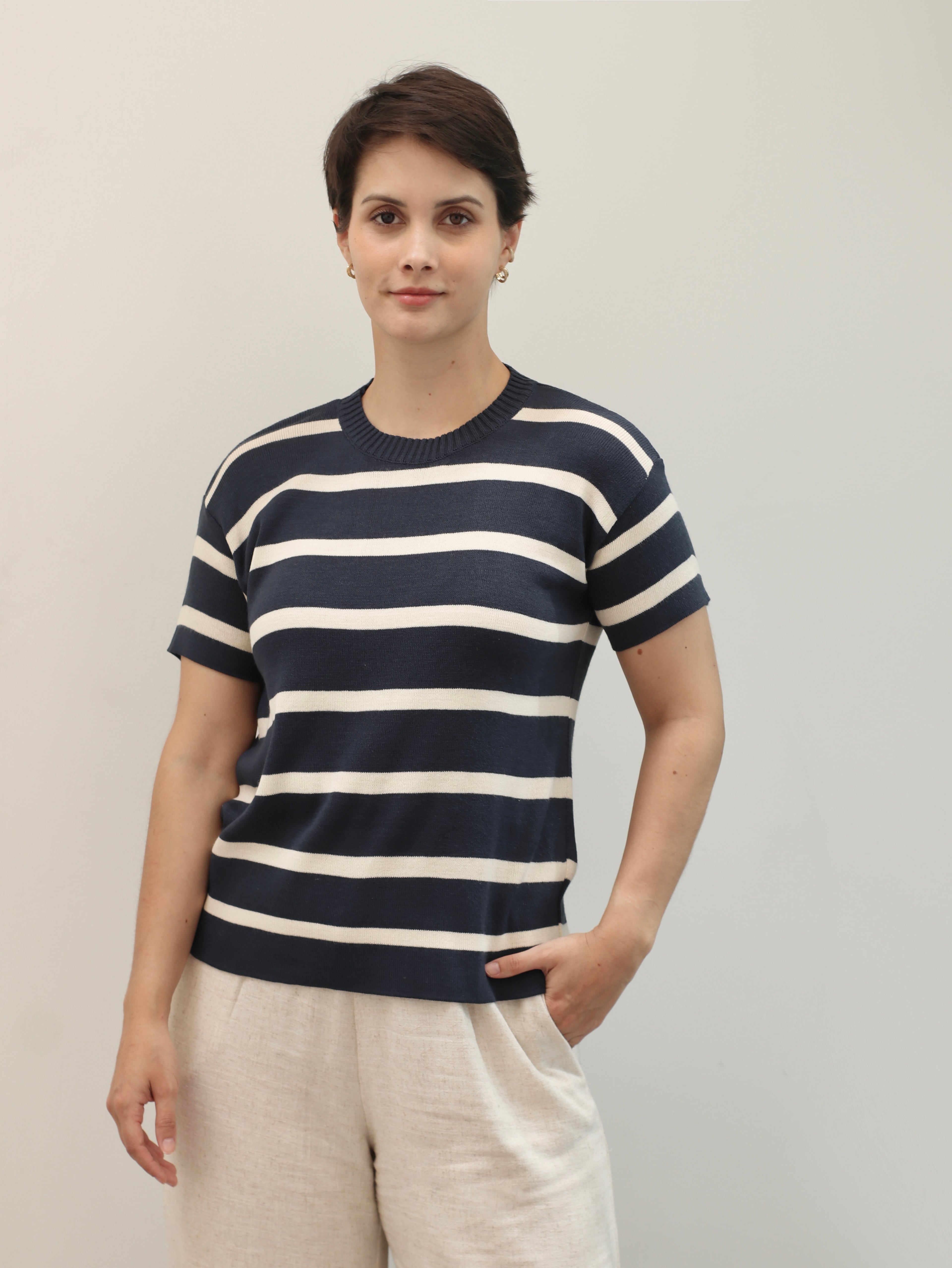 Polo a Rayas Azul