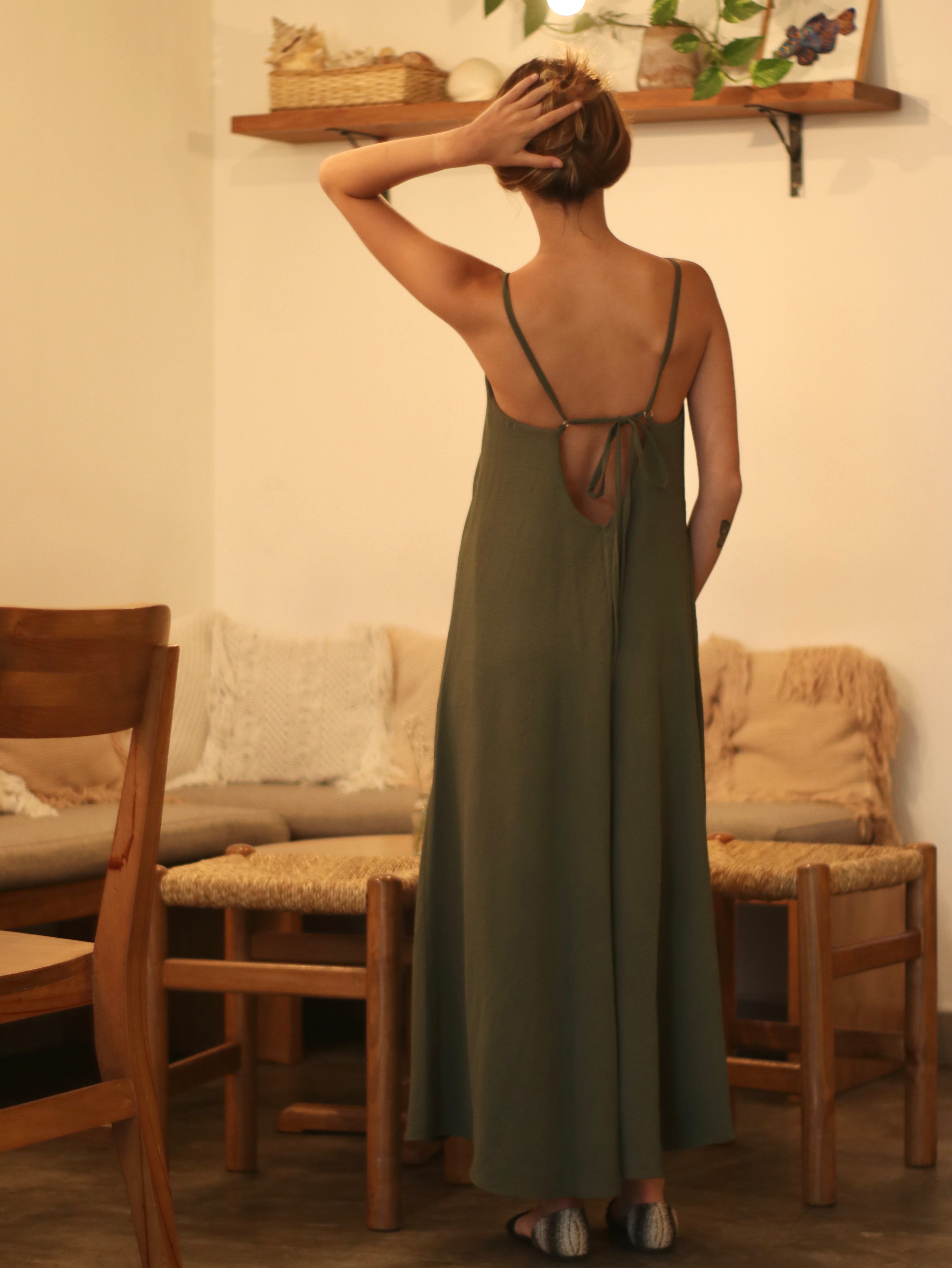 Vestido Sunset Largo Olivo
