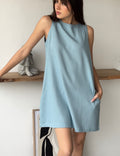 Vestido Lucrecia de Lino Celeste