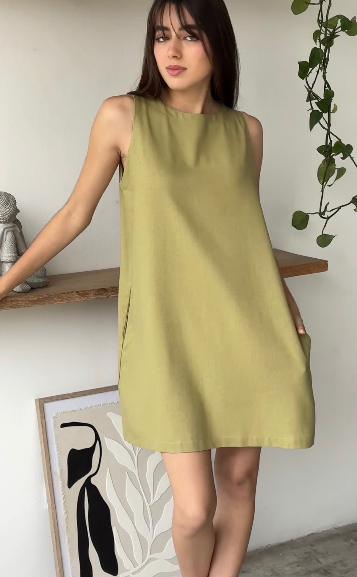 Vestido Lucrecia de Lino Pistacho