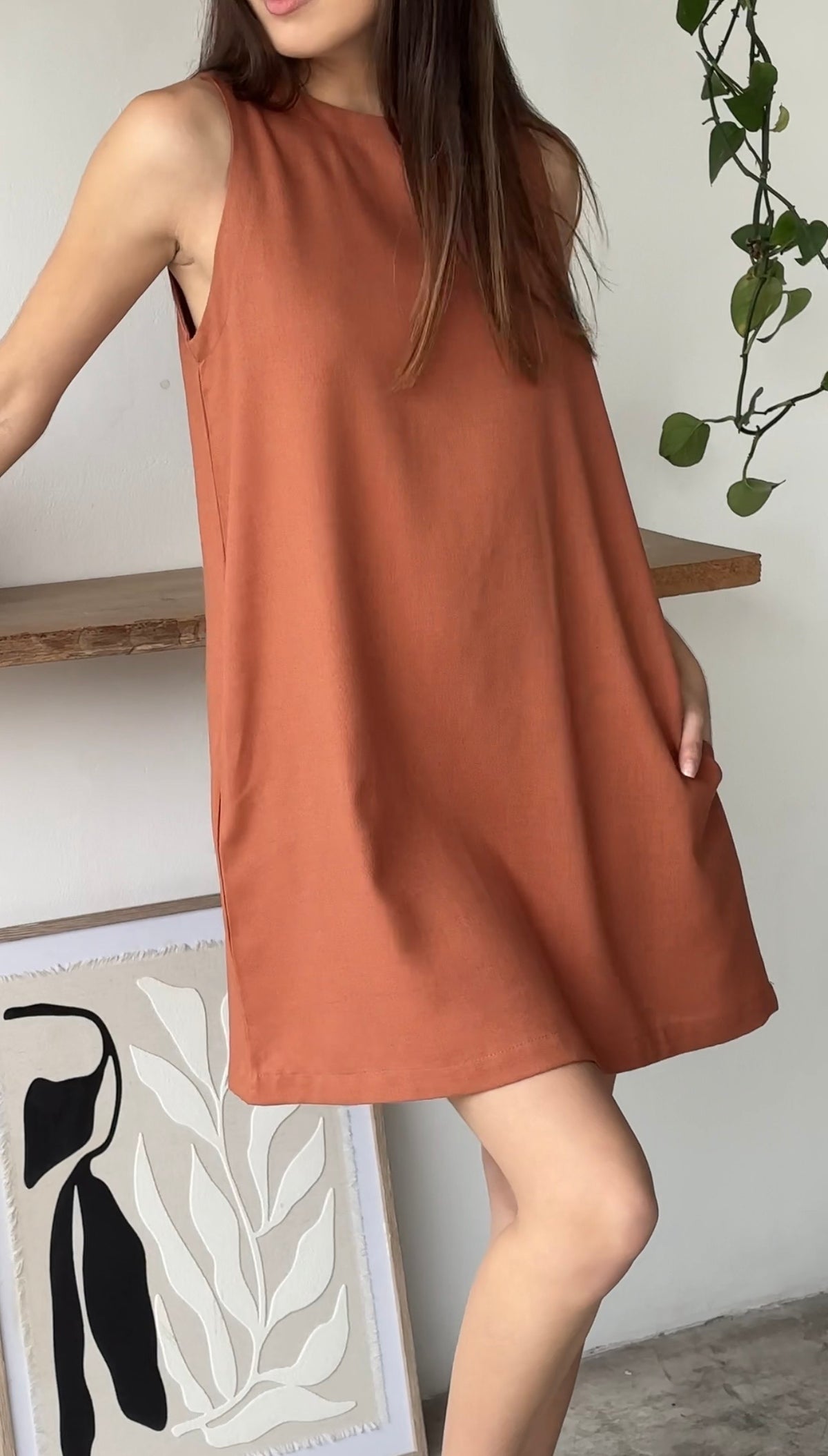 Vestido Lucrecia de Lino Terracota